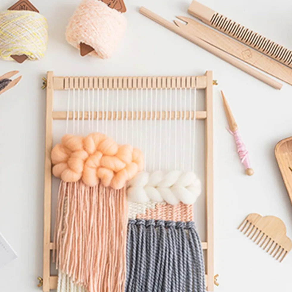 Generico Kit di Tessitura in Legno per Bambini - Multiuso, Strumento per | | Creativi di Lunga Durata Macchina per Maglieria Adatta Ai Principianti con Barra di Ordito Durevole Strumento PE
