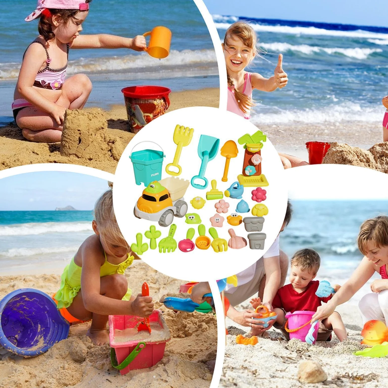 Giocattoli da Spiaggia ai Bambini Divertenti Giochi di Scavo in 25 Pezzi | giochi da spiaggia per Piscina Acqua Nuoto Immersioni Vacanze Estive Famiglia All'aperto Esterno