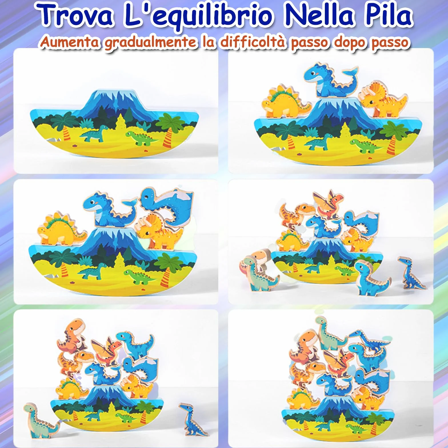 Echehi Dinosauro Giochi per Bambini, 11 pezzi Giochi Montessori per Bambini dai 18 Mesi in su, Apprendimento STEM, Capacità Motorie Fini e Interazione Genitore-figlio