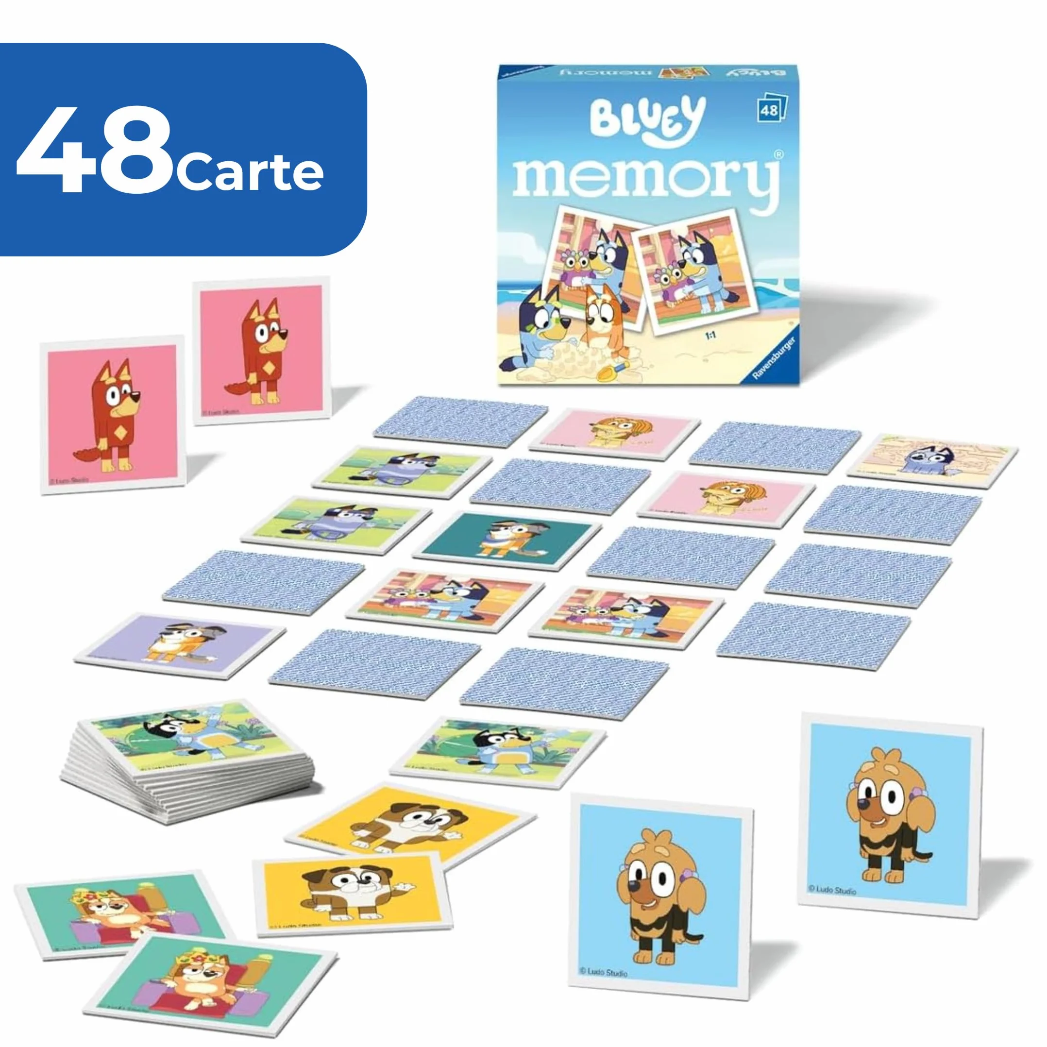 Ravensburger - Gioco Memory Per Bambini Mini Memory Bluey | Gioco Carte Bambini | Giochi Bimba 4 Anni | 2-8 Giocatori | Giochi Di Carte | Regalo Originale