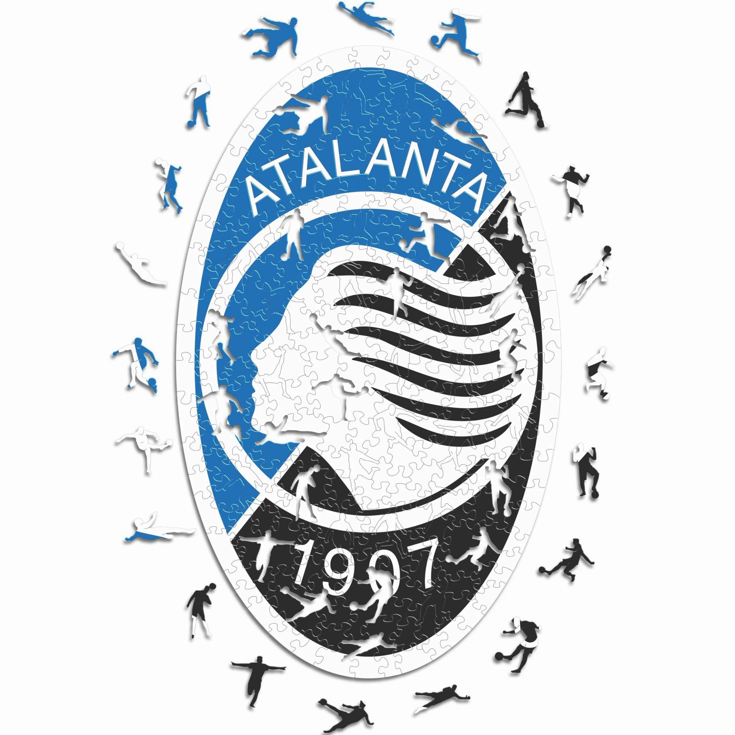 Iconic Puzzles - Atalanta, Logo, Puzzle di Legno con licenza ufficiale, 100% sostenibile, regalo per adulti e bambini, taglia S, 150 Pz