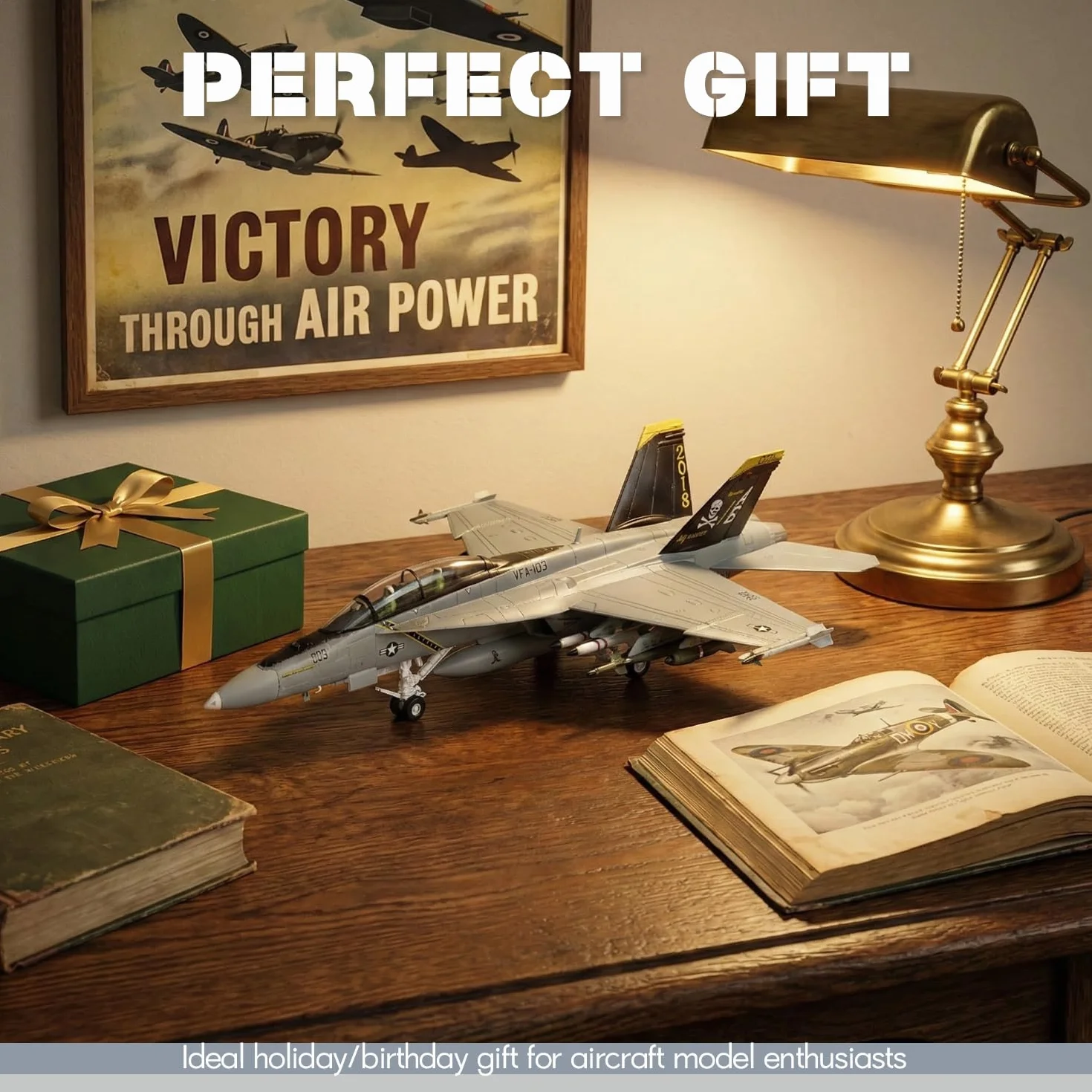 1/100 Scala F/A-18 Super Hornet Fighter Jet Modello US Navy Attack Aircraft VFA 103 Jolly Rogers Miniature Metal Diecast Airplane Model Kit con Stand per Adulti Collezione o Regalo