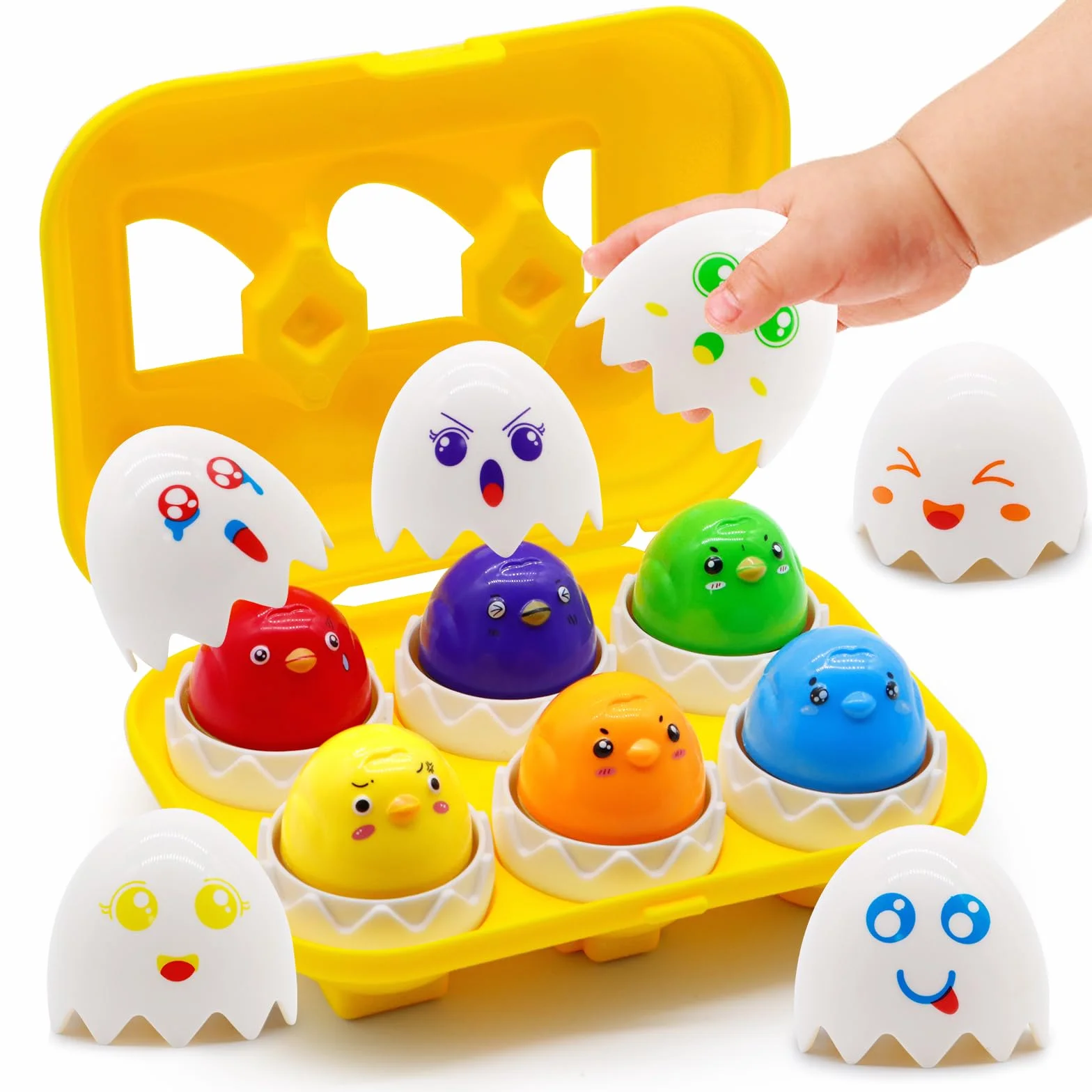 MOONTOY Uova Giocattolo per Bambini 1 Anno 6PCS Uova di Abbinate Colore e Forma Riconoscimento Montessori Uova Plastica Giocattoli Giochi Educativi 1 Anno Regalo Bambino 1 2 3 Anno Maschio Ragazza