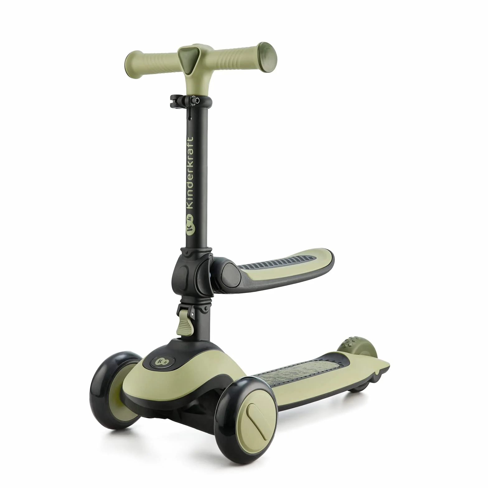 Kinderkraft HALLEY Triciclo Bambini 1 Anno 3 Ruote LED Pieghevole Manubrio Regolabile 50 kg Verde