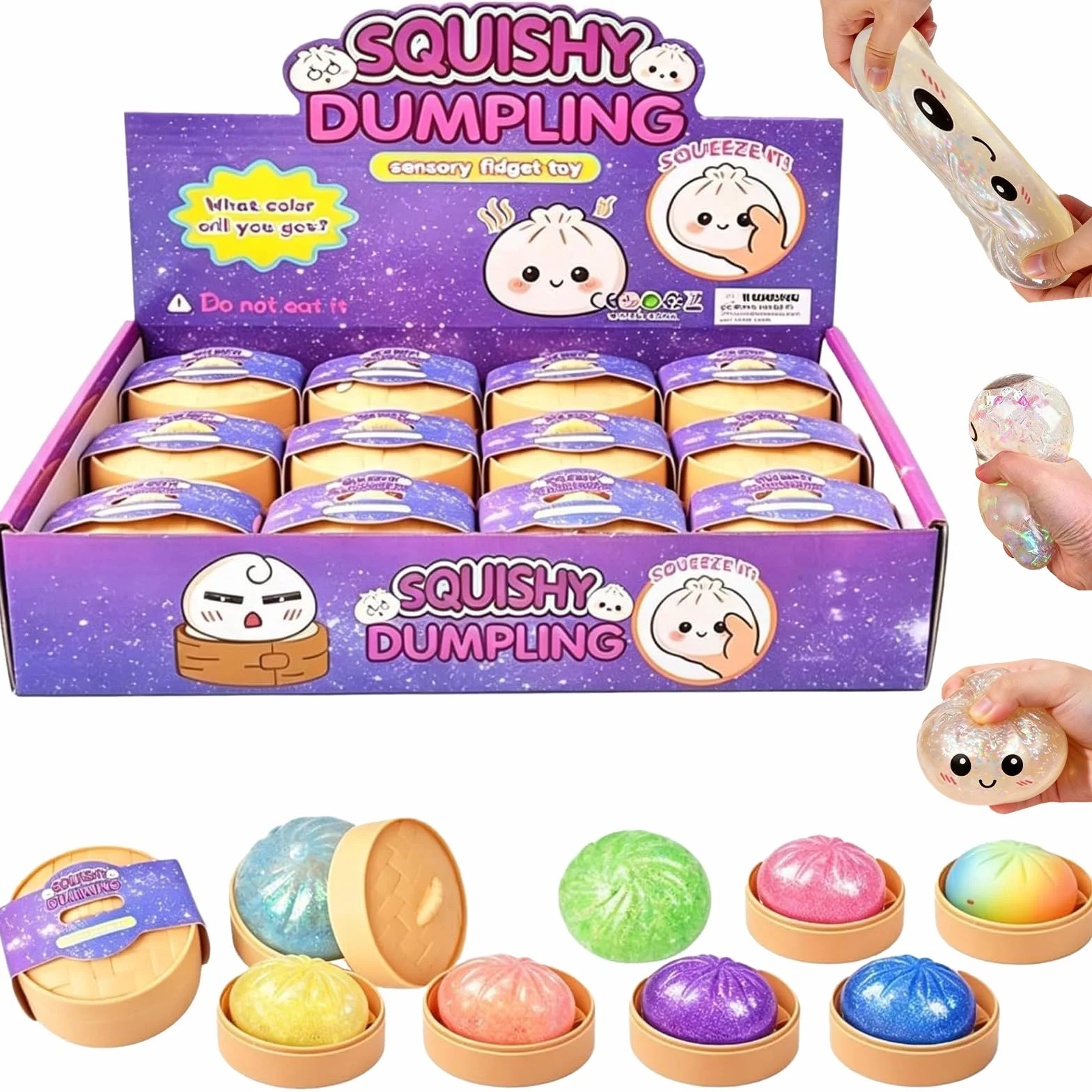Squishy Ravioli, Dumpling Glitter Squishy, 12PCS Divertente Giocattolo Antistress, Alleviare L'ansia, Sorpresa Divertente Per Giorni Impegnati, Per Home Office