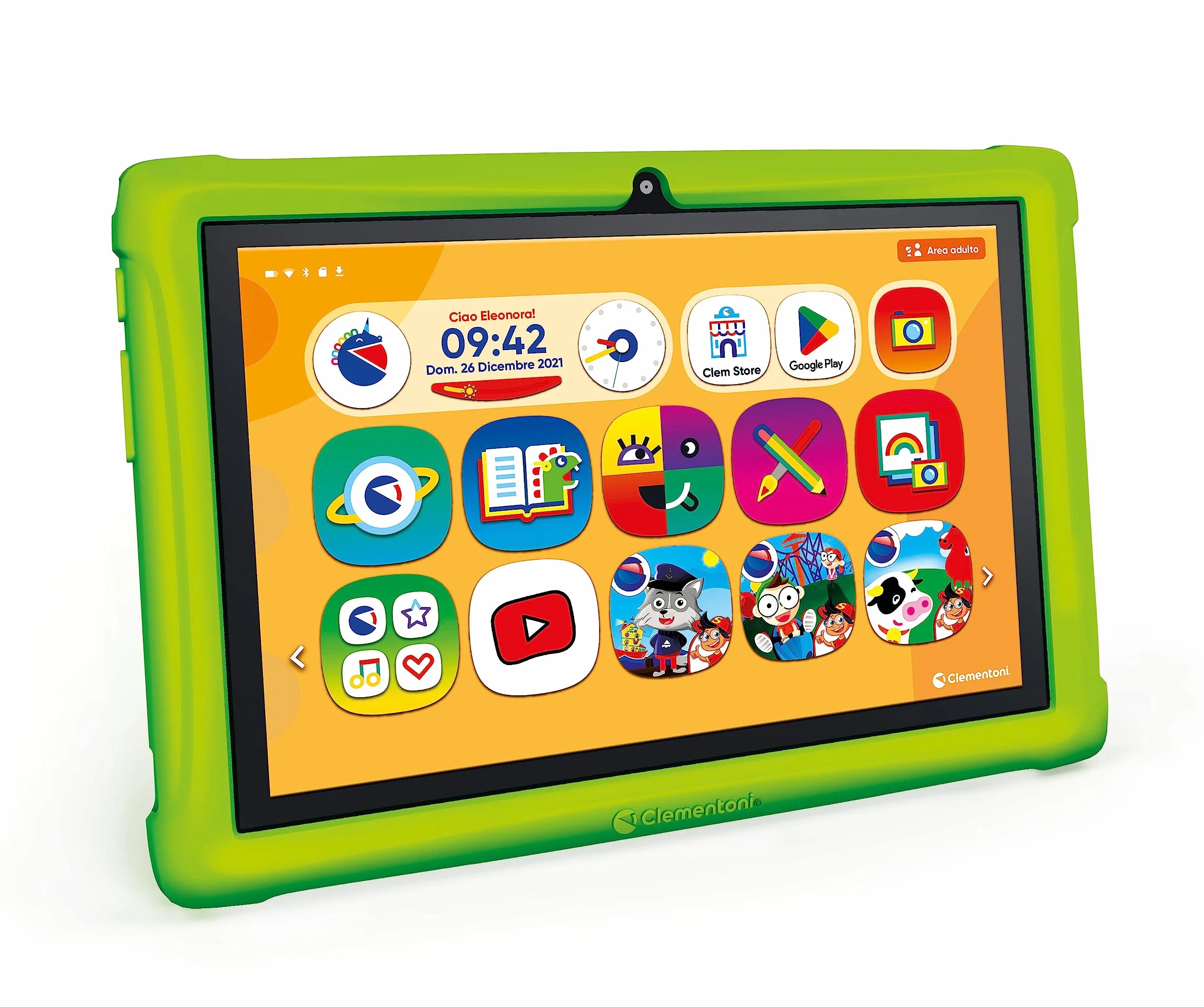 Clementoni - Clempad 10 Pollici, Tablet Educativo per Bambini 3-6 Anni, HD Screen, Memoria 32GB, RAM 2G, Wifi, Android 13, 2 Fotocamere, Google Play e Sistema Parental Control, Lingua Italiana, 16795