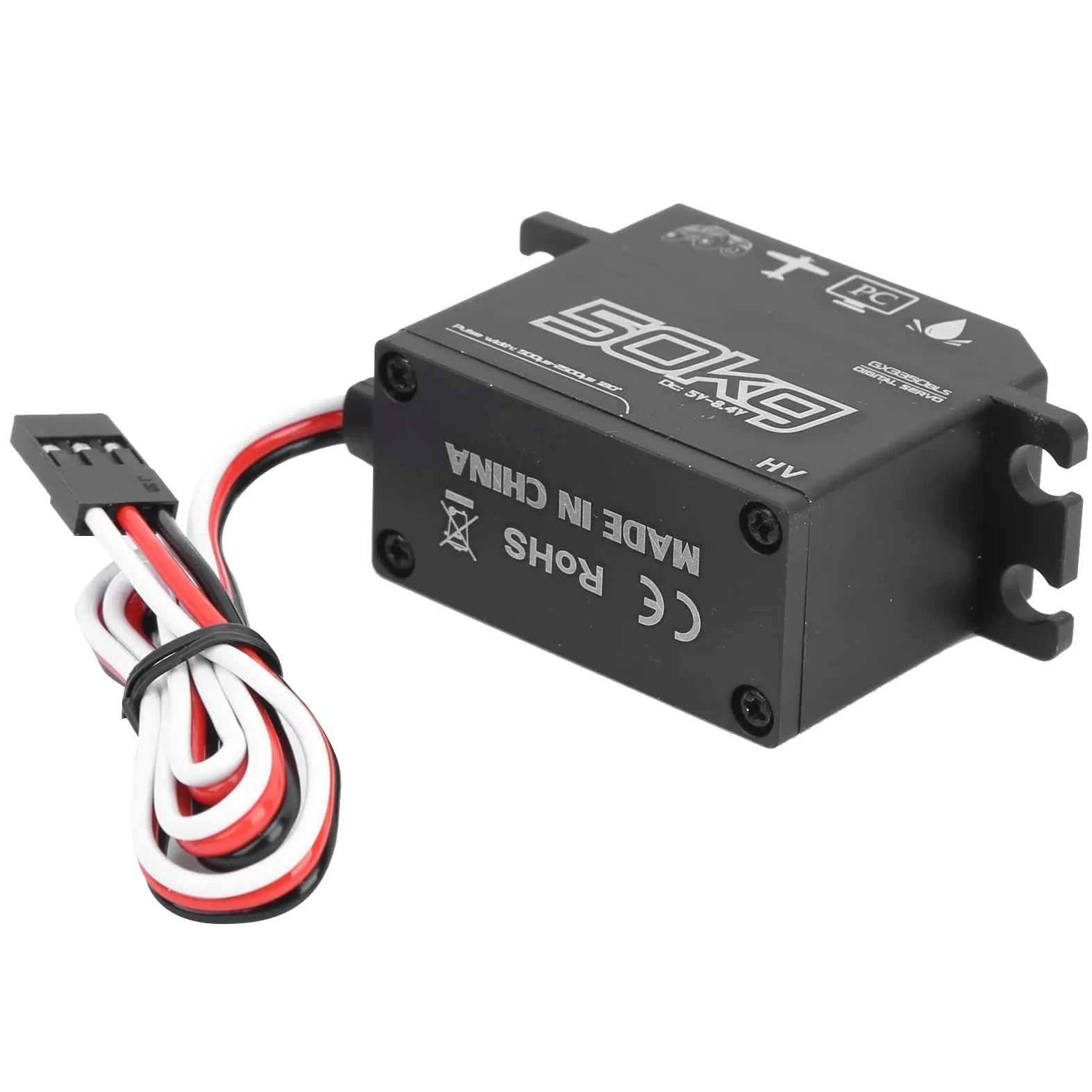 Servo RC Servo 50 Kg, Trasmissione impermeabile in acciaio inox, Servo digitale ad alta coppia per auto da barca 1/10 1/8 RC