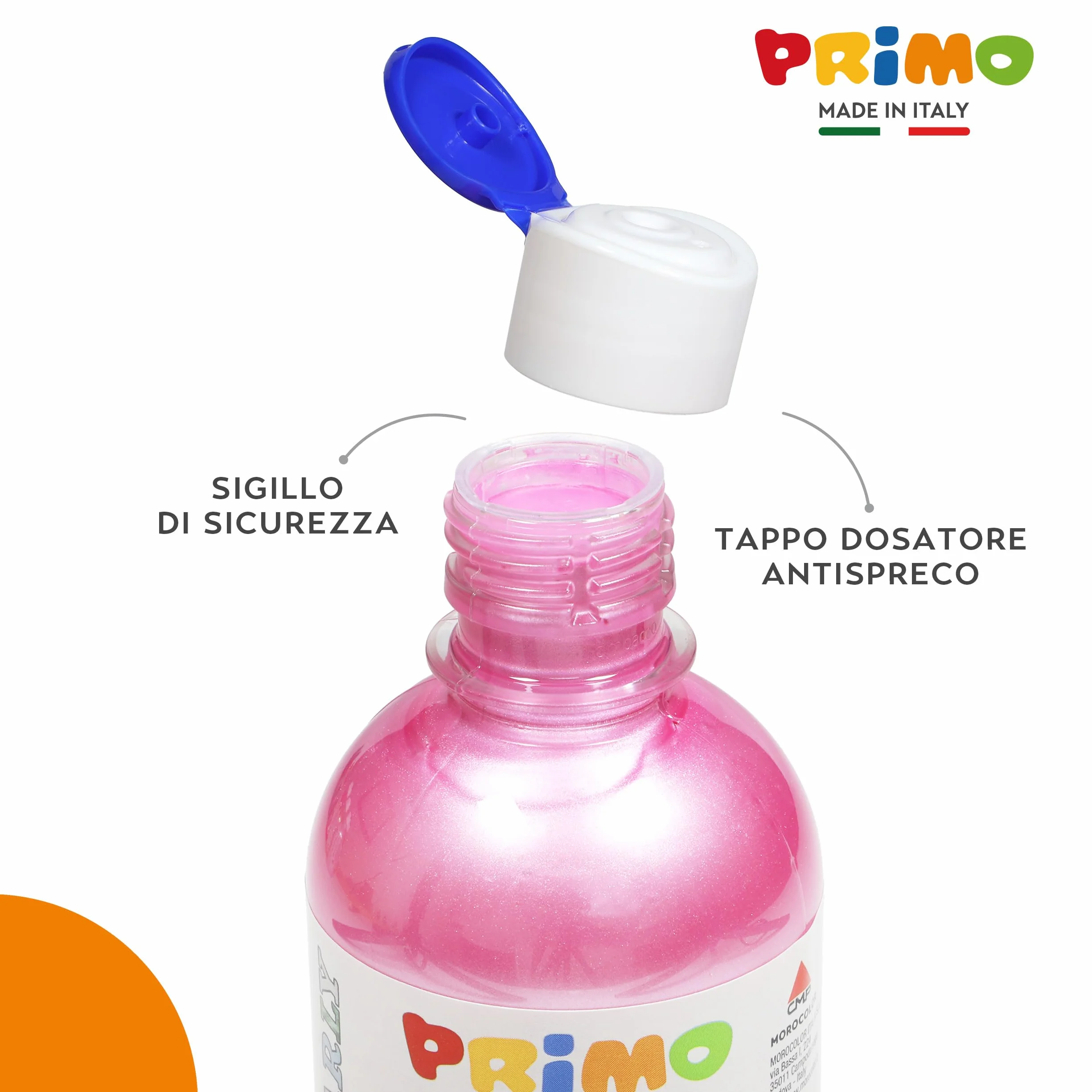 PRIMO - Tempere Lavabili per Bambini +3 Anni e Adulti, Colori per Bambini da 300 ml con Dosatore, Colori a Tempera per Dipingere Carta, Stoffa e Vetro, Pittura, Cartoleria, Lavoretti Creativi e Hobby