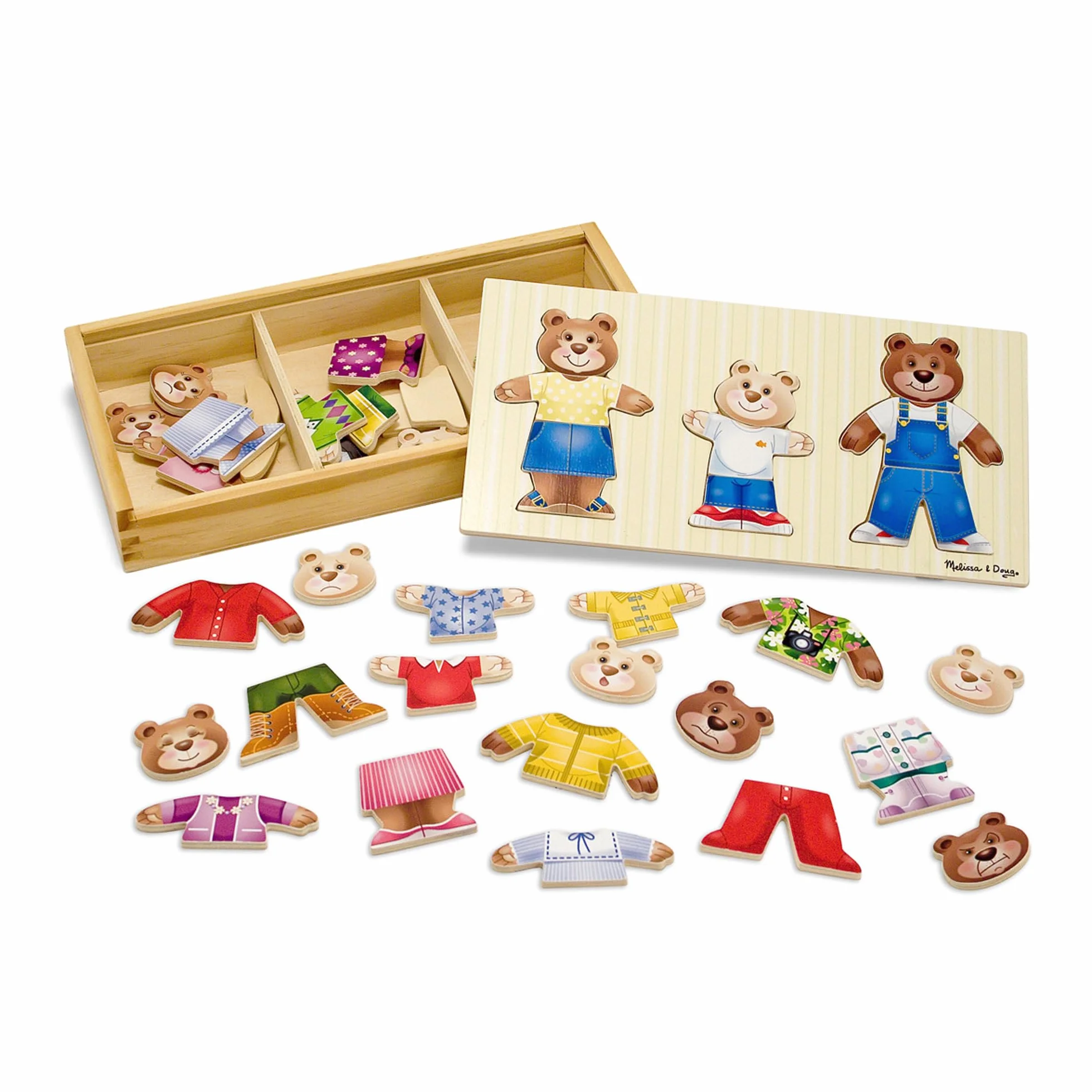 Melissa & Doug Puzzle in Legno per Bambini - Vesti la Famiglia Orsi, Giochi in Legno, Giochi Montessori Educativi, Gioco Creativo, Puzzle Grandi, Regalo per Bambini e Bambine, 3+ Anni