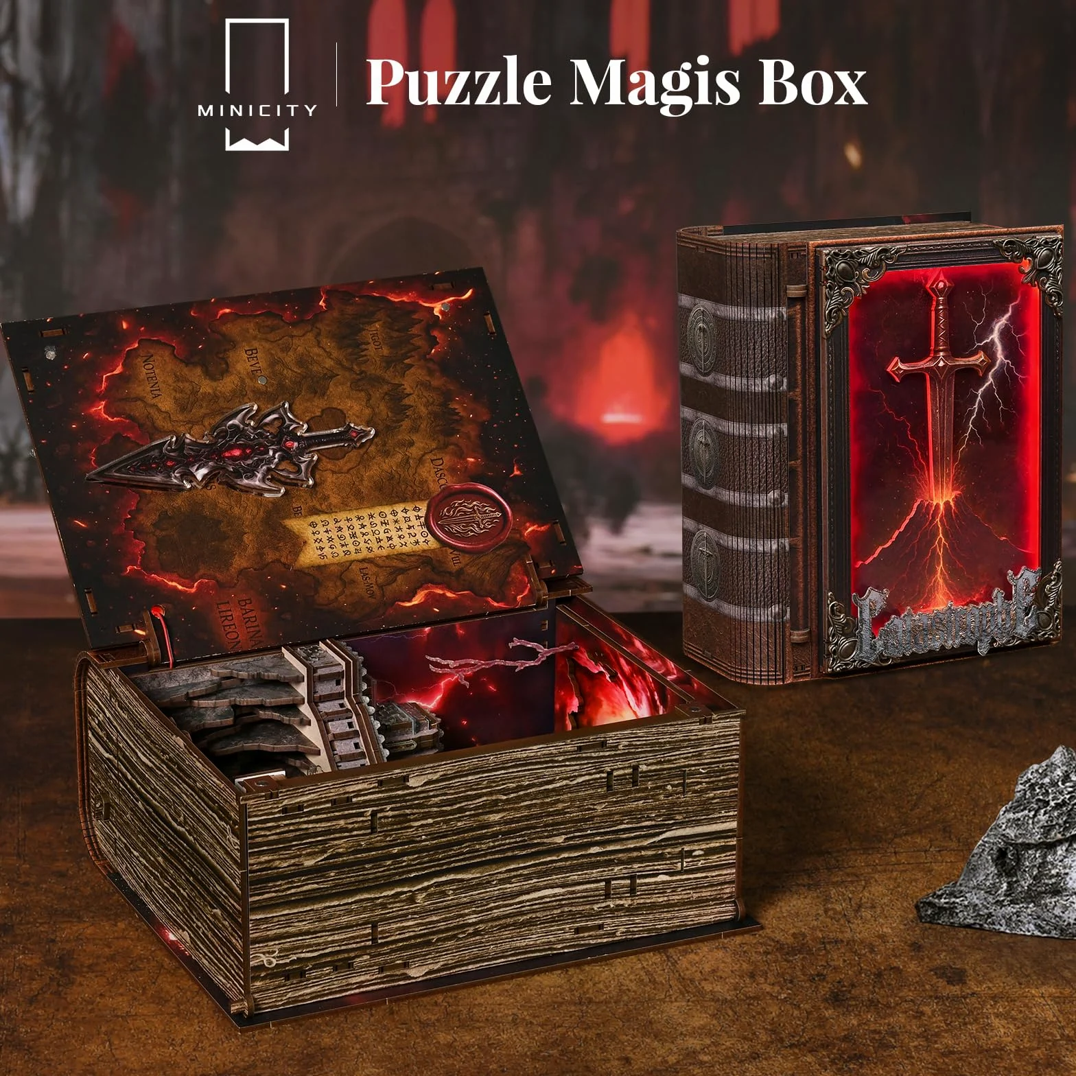 MiniCity Kit per angolo del libro, casa delle bambole Booknook libreria, decorazione magica fai da te in miniatura, kit per casa in miniatura con luci a LED, per adulti e ragazzi, per costruire un