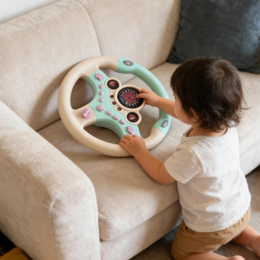 Simulazione Volante Giocattolo Volante per Bambini con Sensori di Movimento Funzione di Guida Simulata E Musica Adatto per Gioco di Ruolo Regalo, Rosa