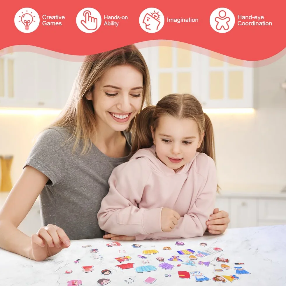 Aolso Set da gioco travestimento principessa, giocattolo puzzle magnetico educativo, 3+