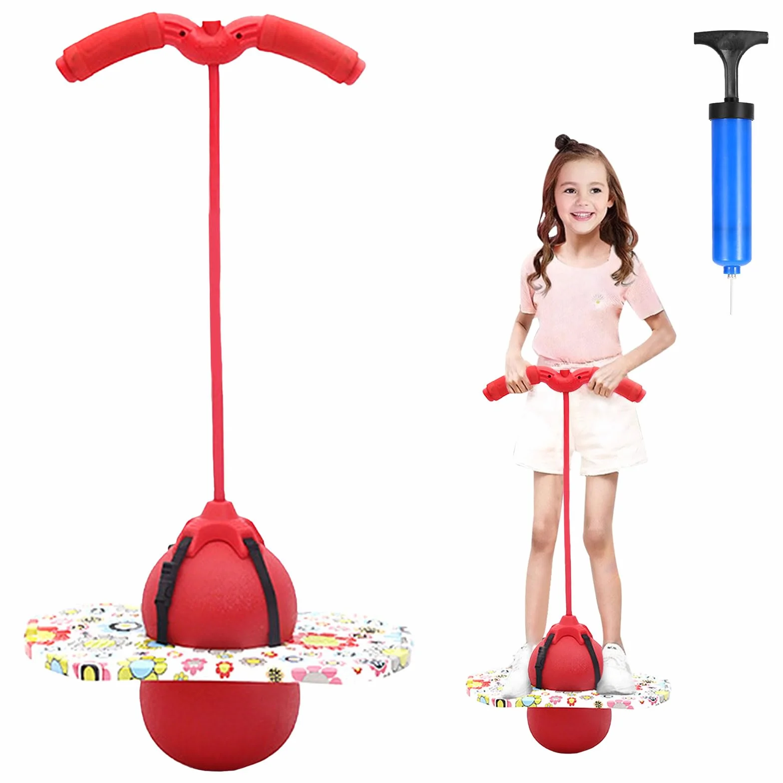 Pogo Ball con manici, Pogo Stick Palla gonfiabile per bambini, asta di gonfiaggio con pompa ad aria, Pogo Ball per l'allenamento dell'equilibrio, regalo per bambini dai 6 anni in su