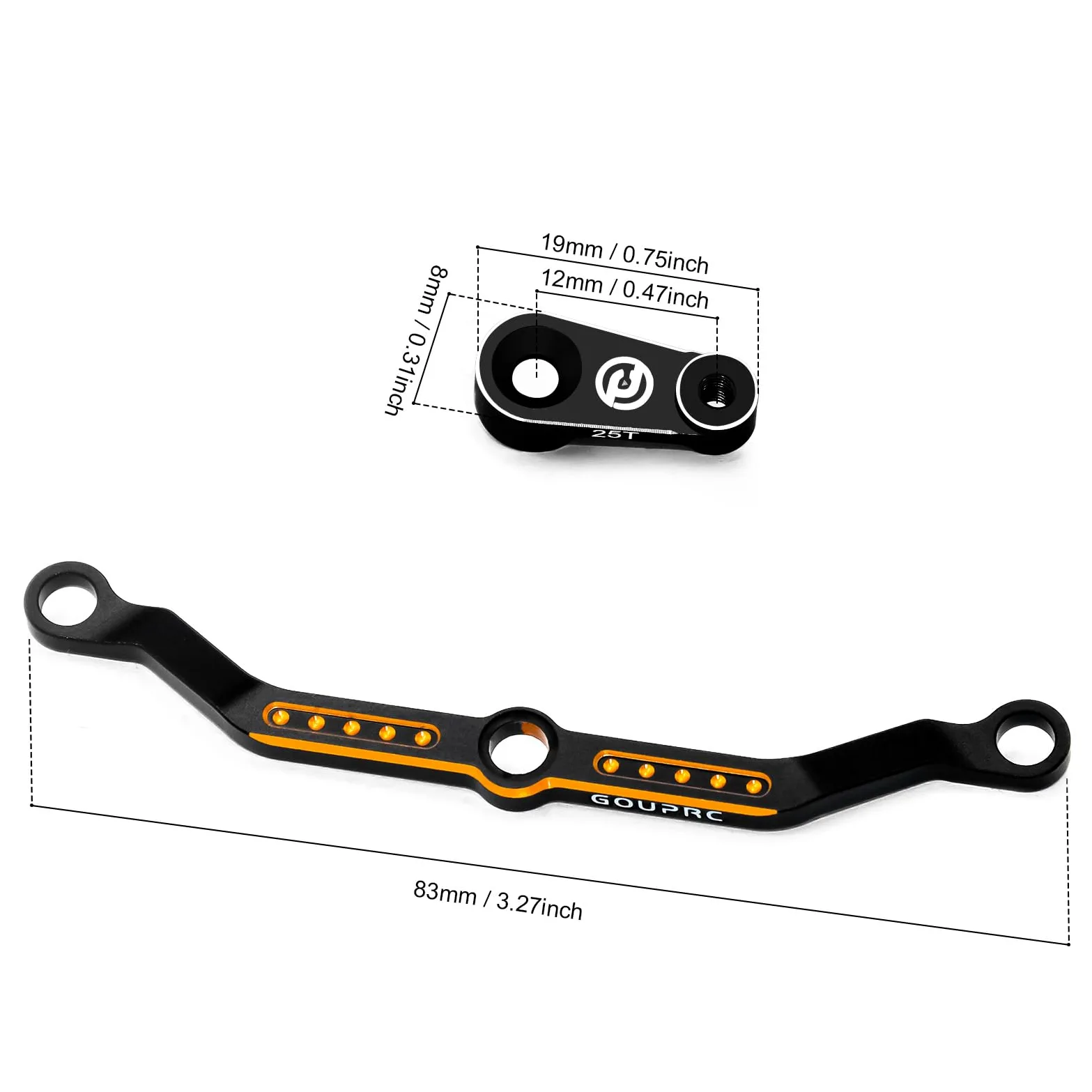 GOUPRC RC Micro Servo digitale in metallo con staffa di montaggio servo e braccio e collegamento dello sterzo, set per 1/18 TRX4M Servo RC Car Upgrade Parts (nero e collegamento dello sterzo)