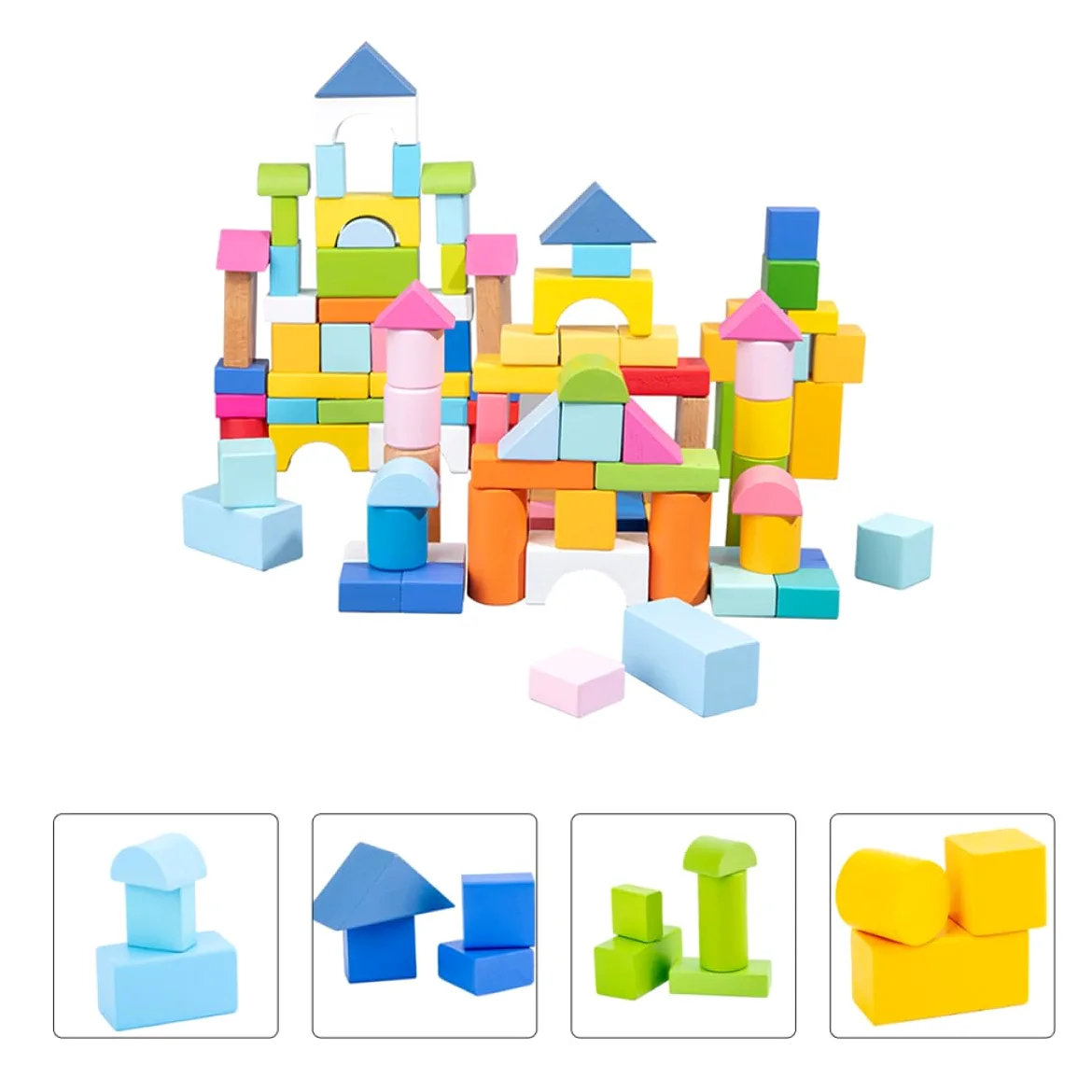 VICASKY Giocattolo Educativo per Bambini 100 Pezzi Blocchi in Plastica Forme Geometriche Colorate per Gioco e Apprendimento Sicuro e Stimolante
