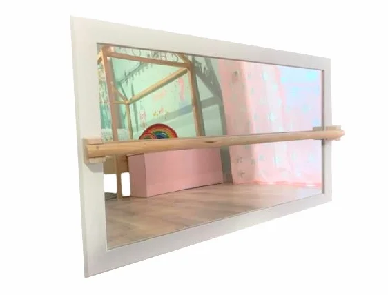 Specchio Montessori per i bambini in legno naturale Bianco 100x60cm (metacrilato infrangibile)