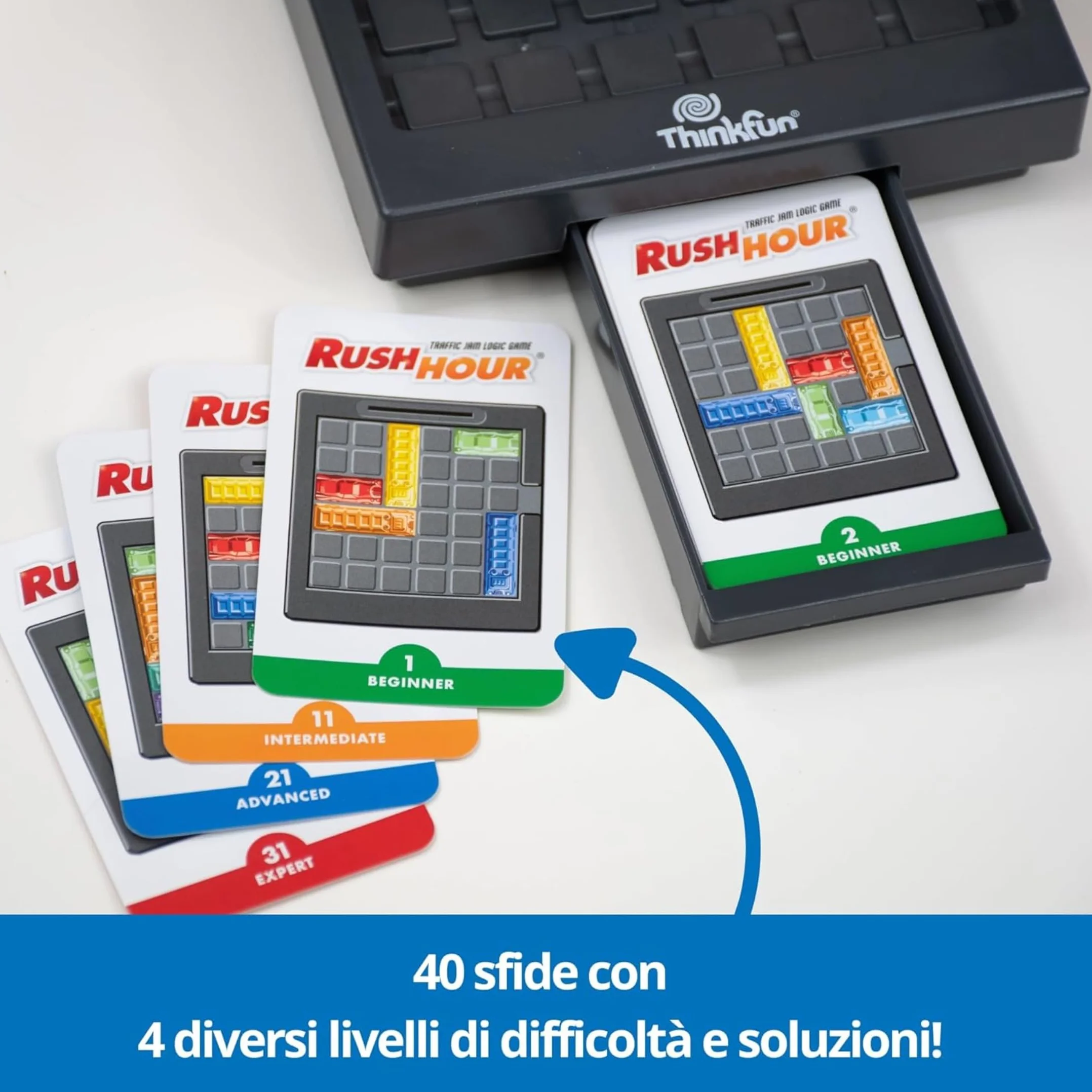 ThinkFun - Rush Hour Gioco | Giochi Da Tavolo per Bambini | 40 Sfide | Bambino e Bambina +8 Anni | Idee Regalo | Giochi Bambini +8 Anni | Idee Regalo