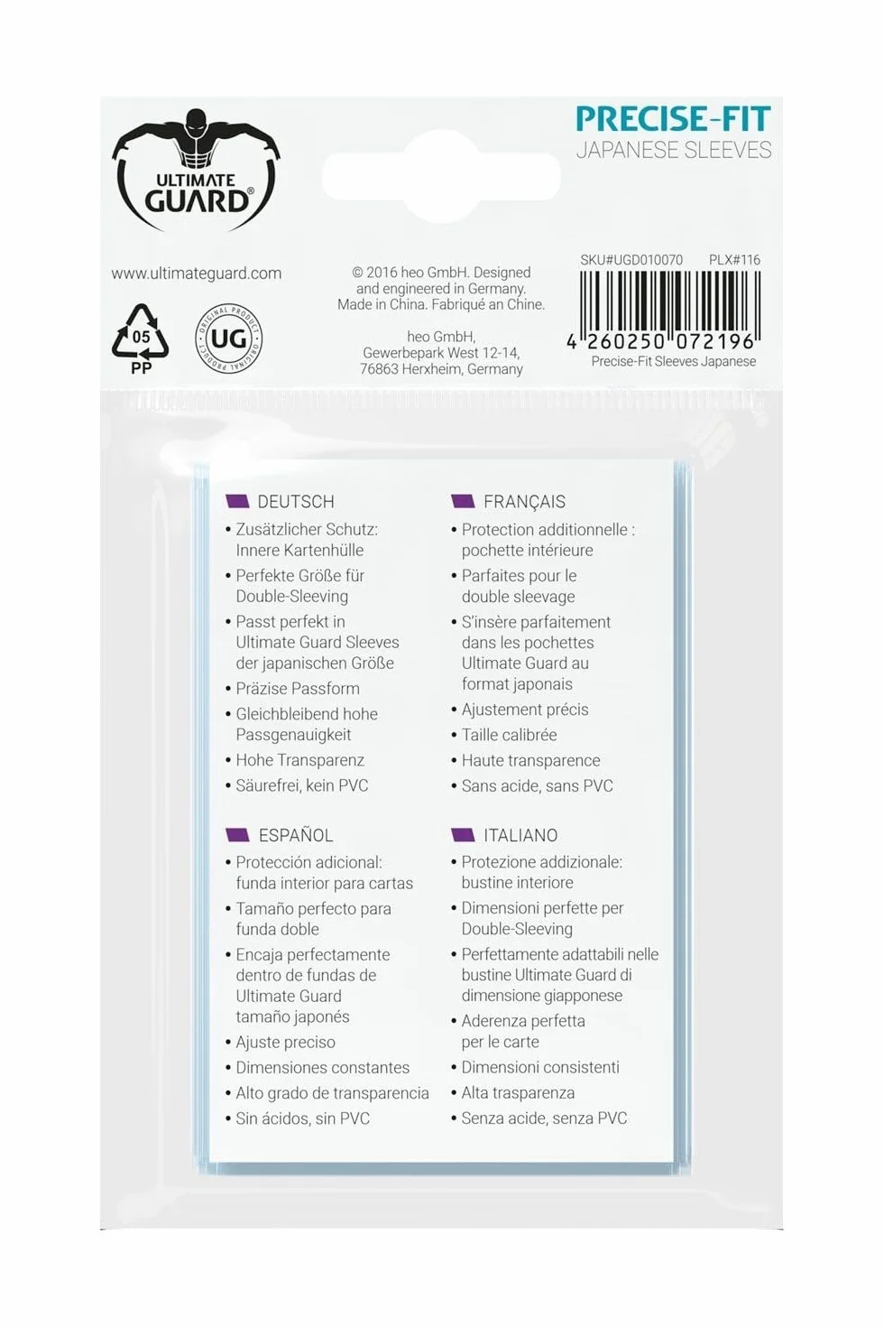 Ultimate Guard - Card Accessories, Trasparente, UGD010070, 100 Pezzi