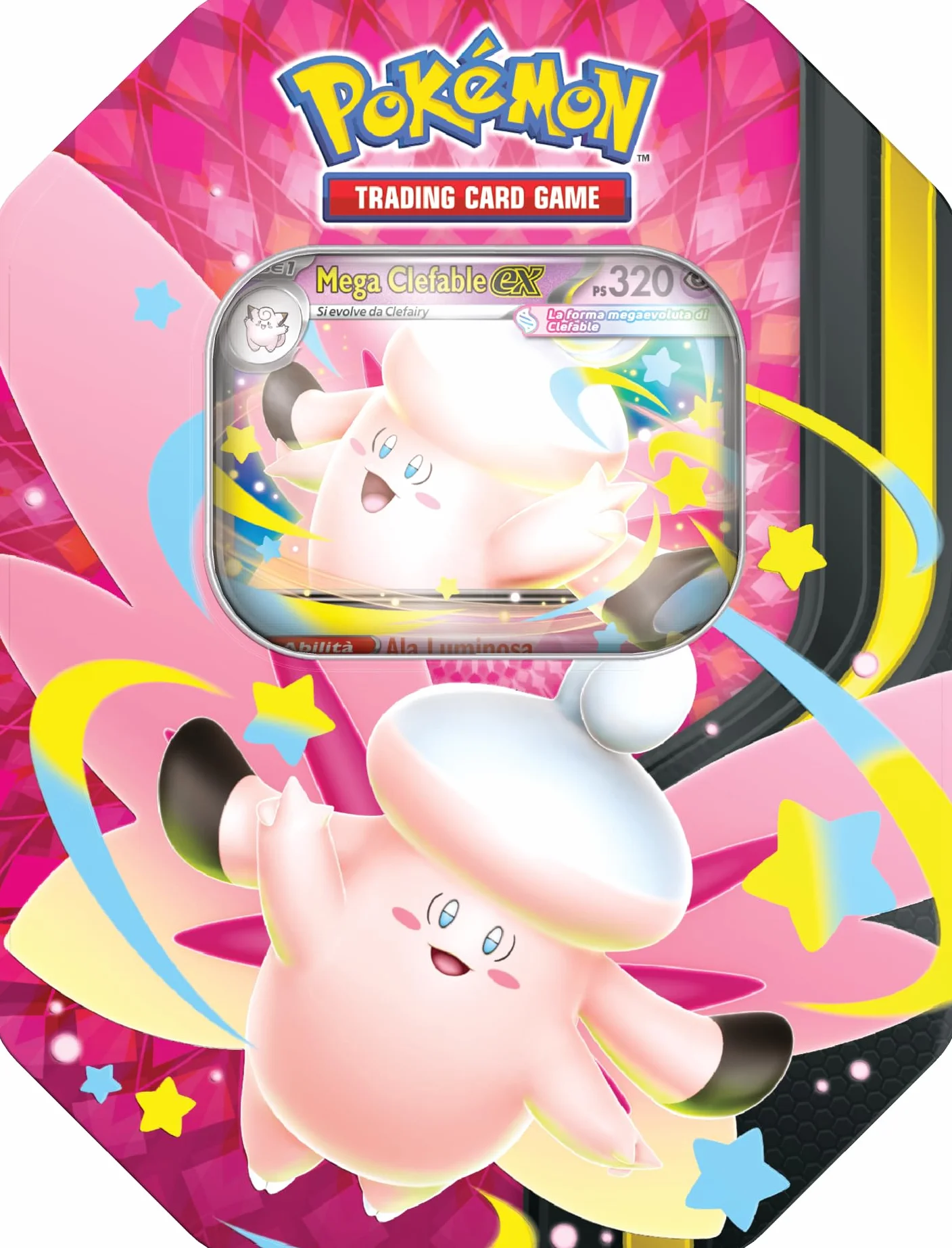Pokémon GCC Mega Chiarodiluna scatola da collezione Mega Clefable-Ex 4 buste espansione 1 carta promozionale olografica Italiano