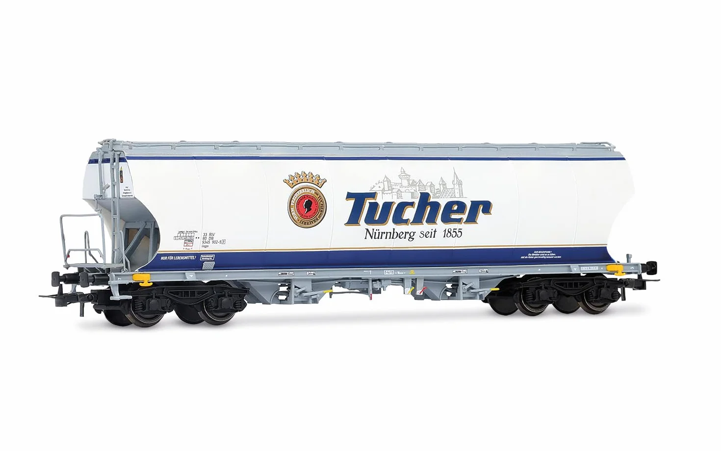 Rivarossi HR6676 Carro tramoggia cereali a 4 assi tondi, livrea azzurra "Tucher", ep. V-VI per adulti, 14+ anni, collezionisti modellini ferroviari