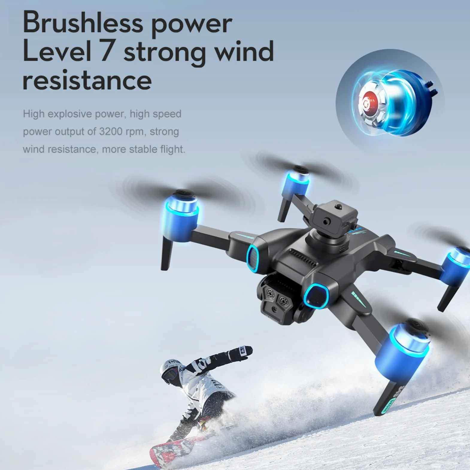 Drone con fotocamera per bambini e adulti, quadricottero pieghevole con controllo motore senza spazzole con ribaltamenti 3D Localizzazione ottica Fotografia gestuale per (Batteria 6K3)