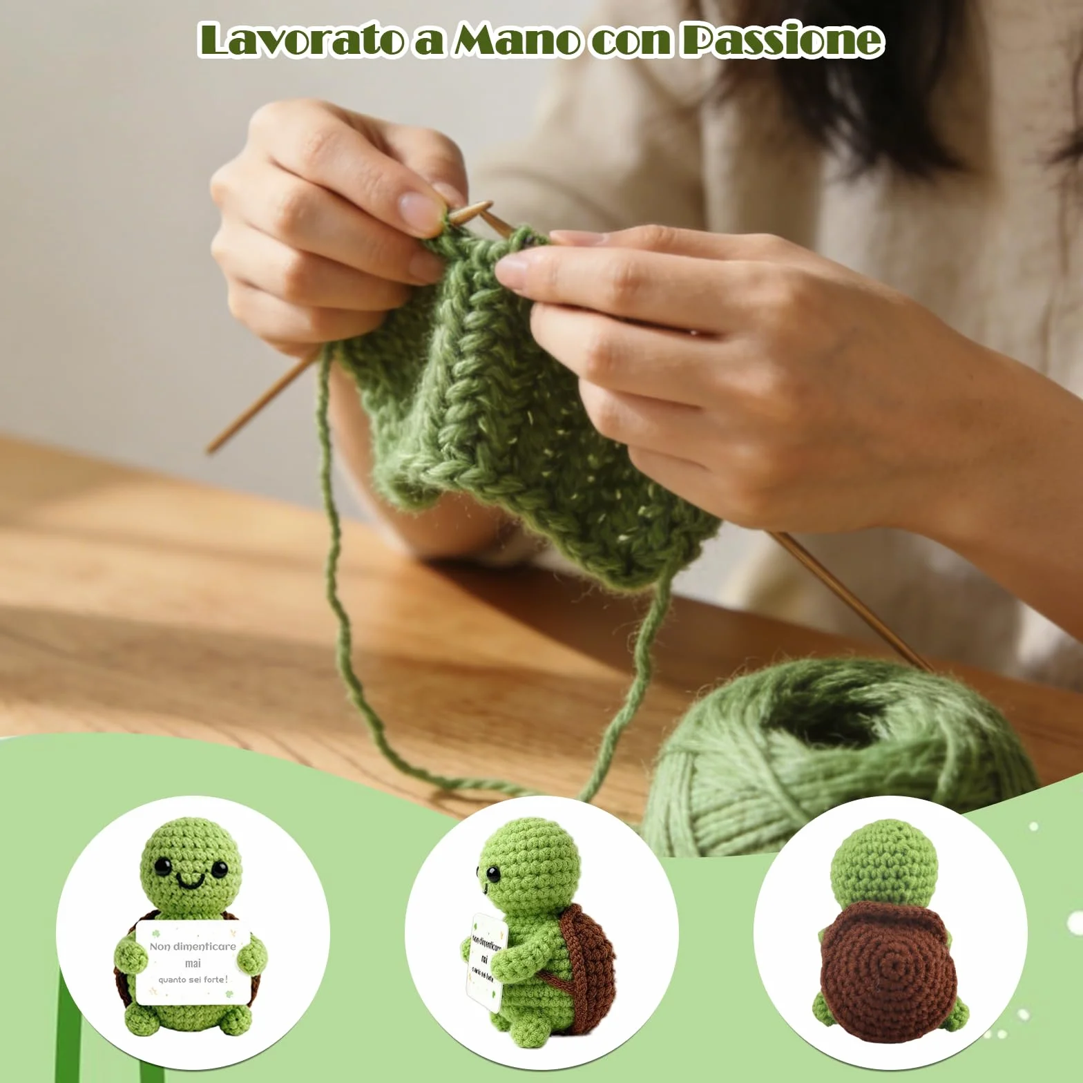Tartaruga Portafortuna Fatta a Mano con Messaggi Ispiratori - Peluche Morbido con Frasi Motivazionali in Italiano, Regalo Originale per Amiche, Compleanni e Lauree (Tartatata)