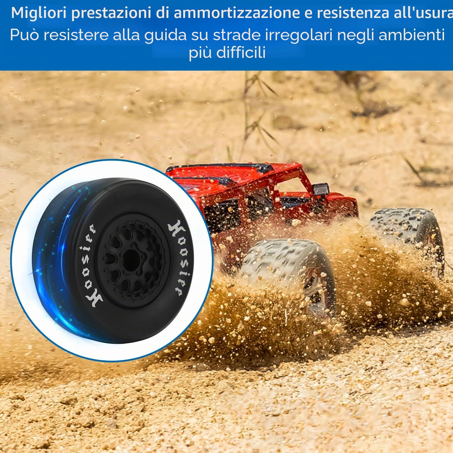 HERCHR 4 Pezzi Pneumatici in Gomma Ruote da 102 Mm E Cerchioni con Mozzo Esagonale da 12 Mm Compatibili con 1/10 Fuoristrada Telecomando Auto RC Fuoristrada