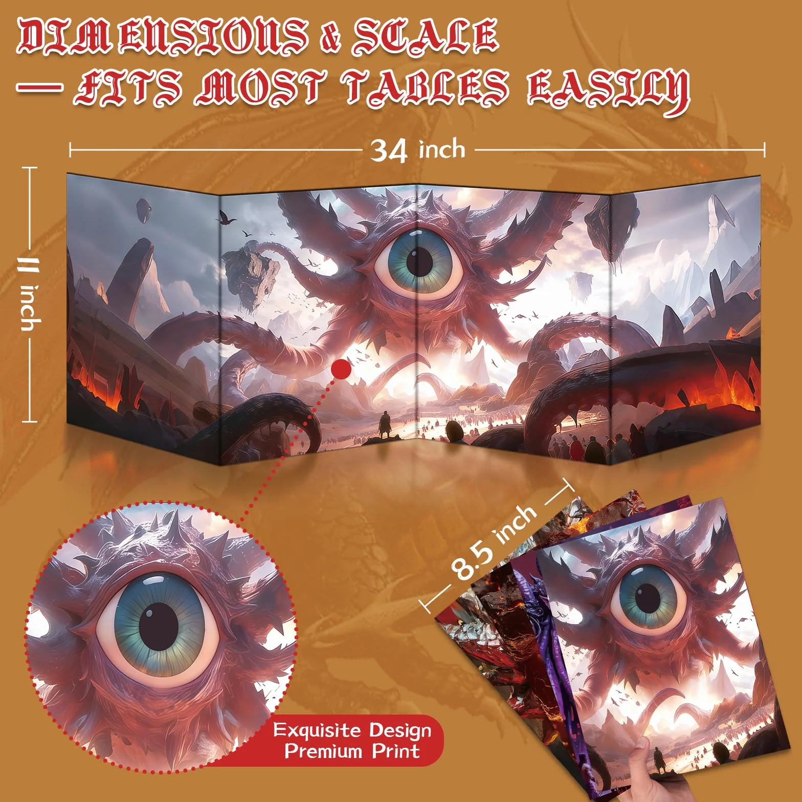 Byhoo Set da 2 schermi DM per D&D 5E – Accessori immersivi – Lavagolem & Principe del Drago Rosso, superficie cancellabile con supporti, formato pieghevole portatile A4 per master di gioco