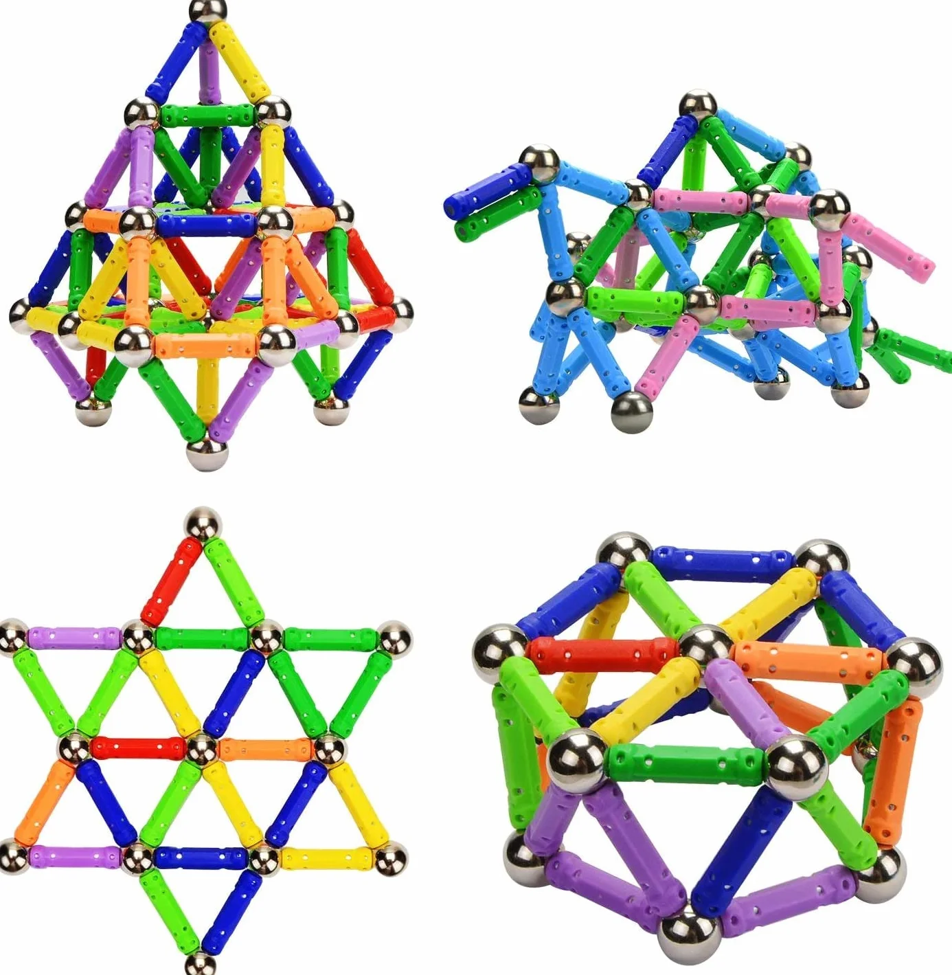 160 pezzi puzzle blocchi magnetici giocattoli, costruzione di magnete Kit di costruzione educativi per bambini che giocano gioco impilabile con mattoni e bastoncini magnetici