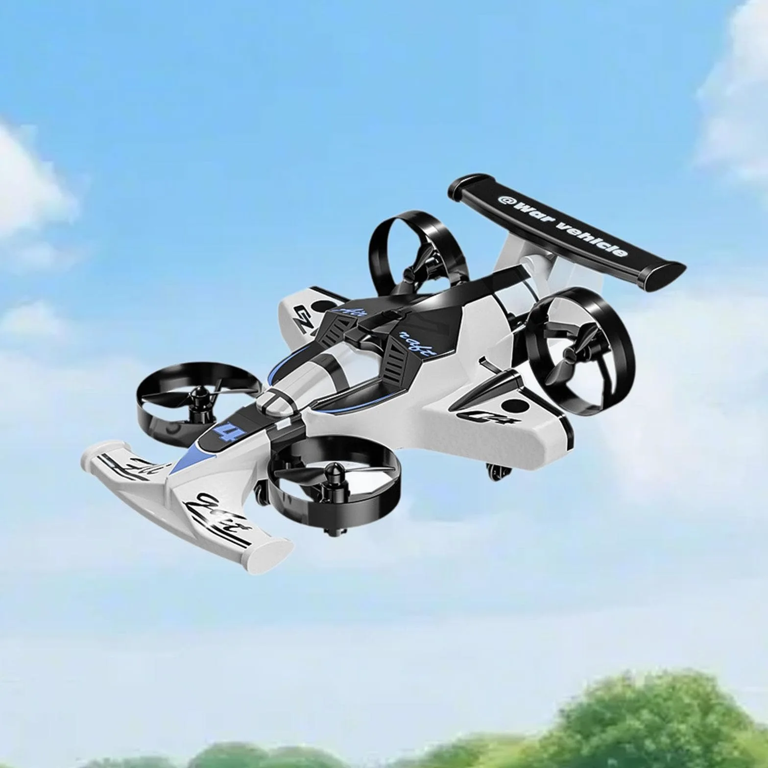 Mini Drone RC 2 in 1 per Auto Giocattolo, con Telecomando, Aeroplano Telecomandato per Ragazzi, Ragazze E, Bianco