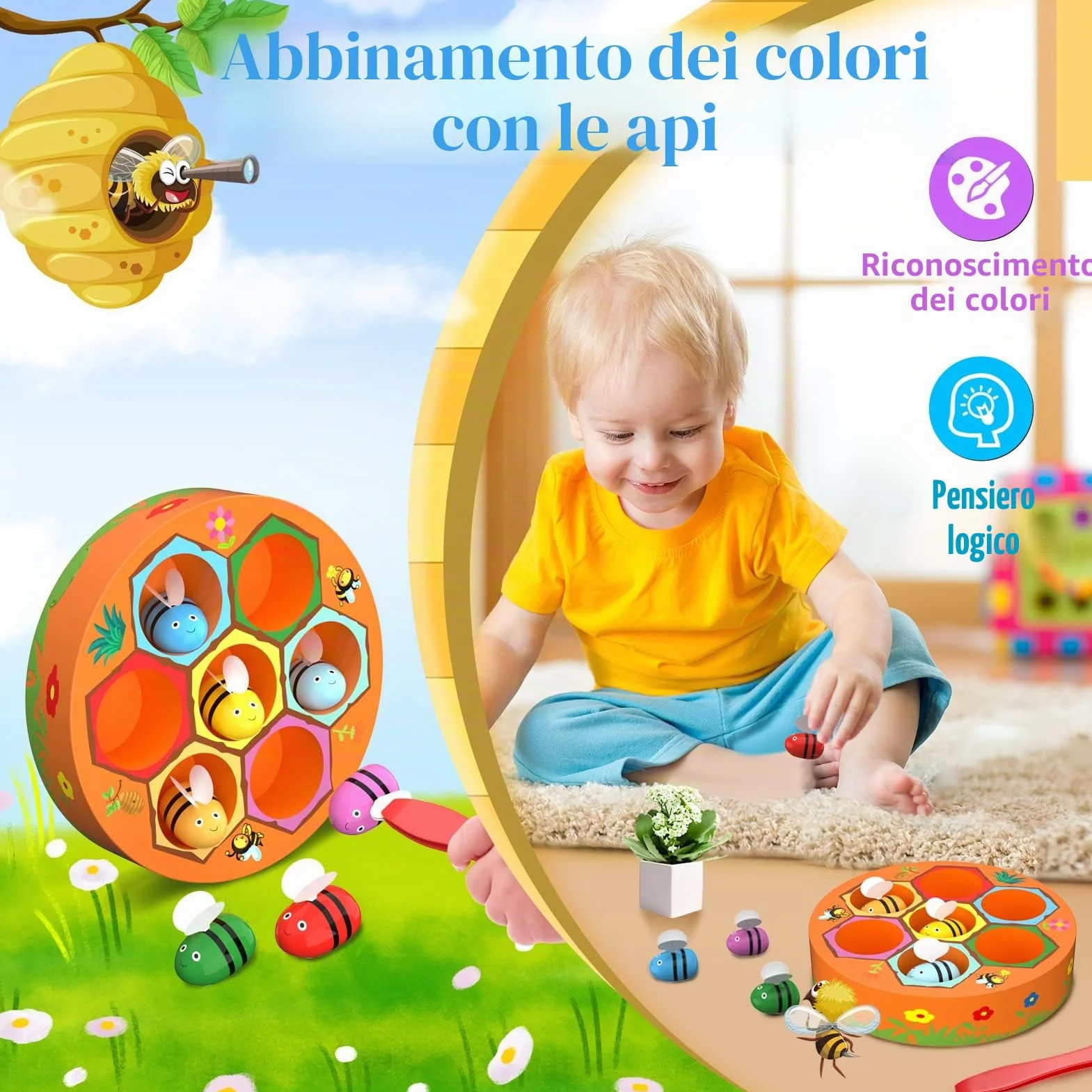 Uping Giochi Montessori Giocattolo di Legno Gioco di Pesca Magnetico 3 Anni Educativi Regalo Ragazzi Ragazze