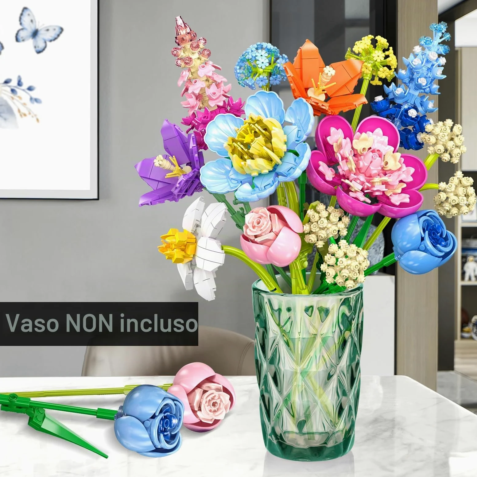PLAXSOON 888 pezzi della collezione botanica di rose per la decorazione della casa, kit per la costruzione di fiori, regalo di San Valentino, festa