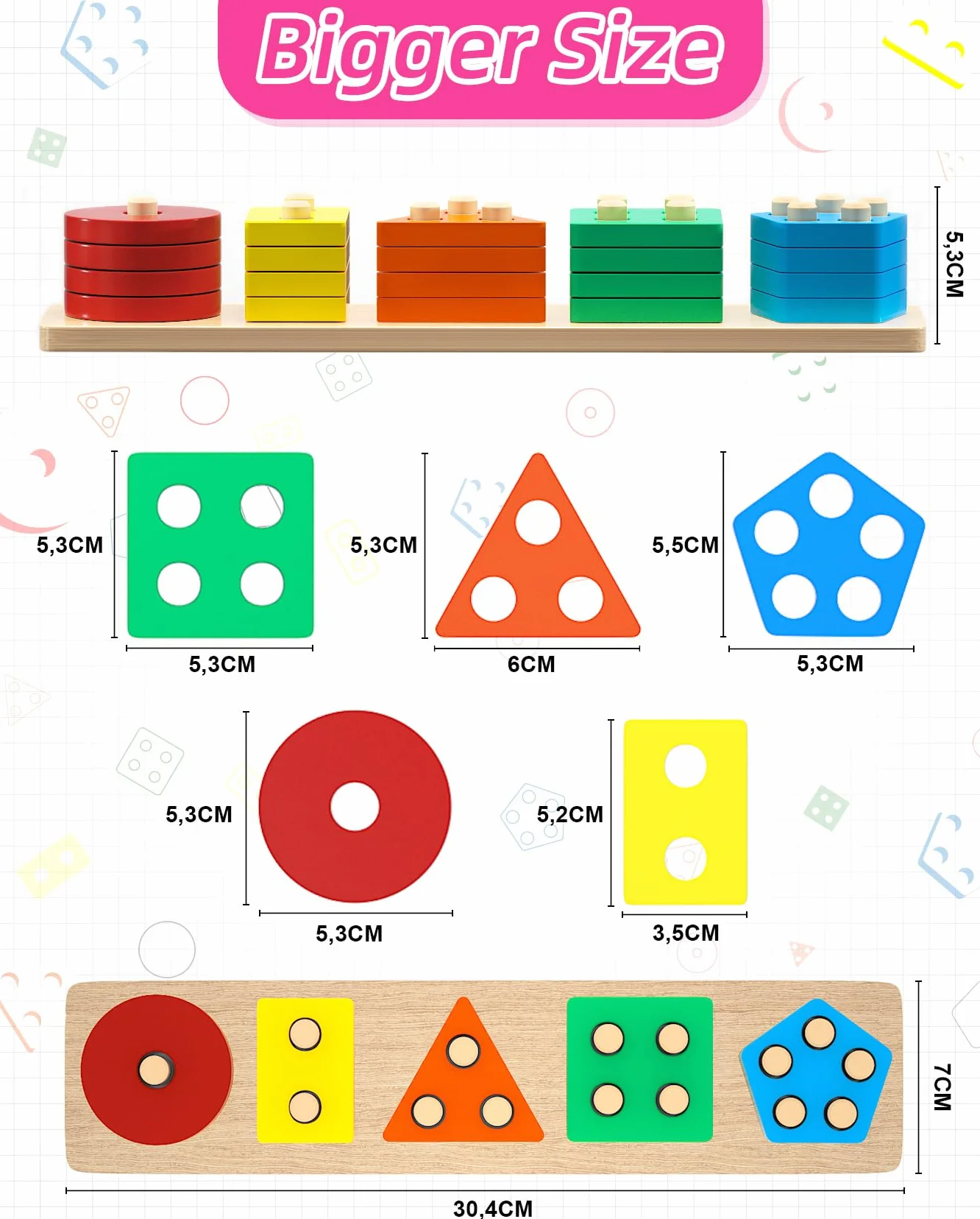 Uping Giochi Bambini 1 2 3 Anni Giochi Montessori 1 2 3 Anni Giochi Educativi Puzzle in Legno Ordinamento e Impilamento Regalo Bambino
