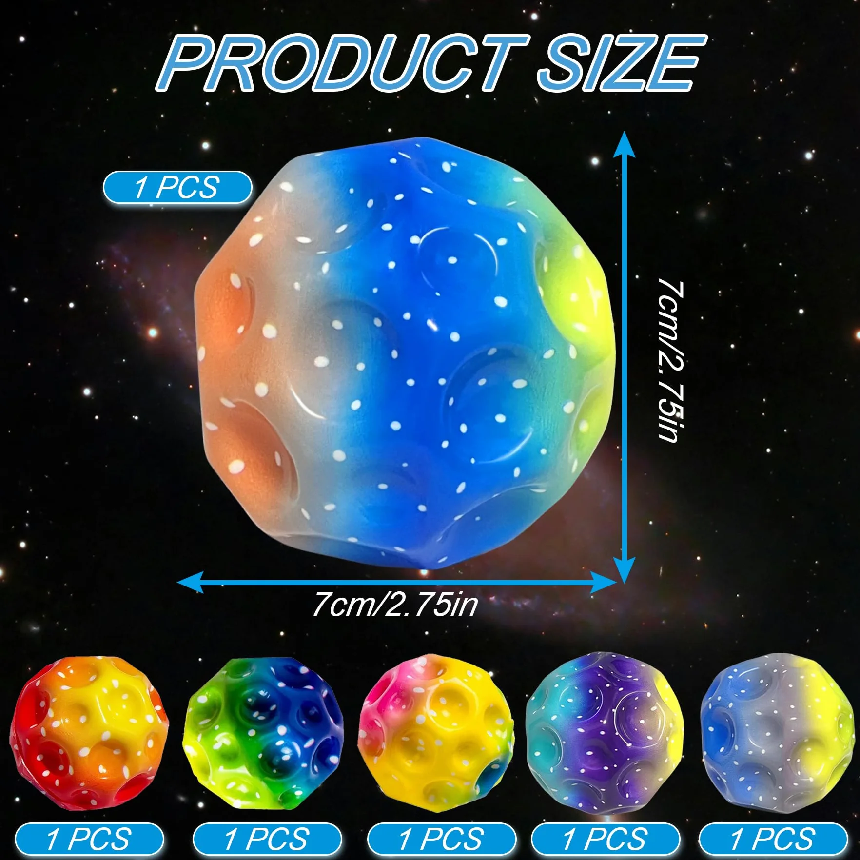 TZEKING 6PCS Astro Jumpl,7 cm,Space Bouncing,Palla Rimbalzante a 6 Colori, Facile da Impugnare, Regalo per Ragazzi e Ragazze, Adatta agli Adulti per Alleviare Lo Stress