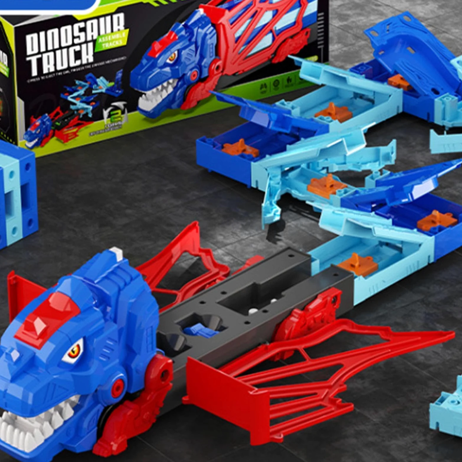 Pista Auto Dinosauri Da Corsa Set di Educativo Interattivo con Veicoli | Pista Da Corsa Dinosauri Giocattolo Per Bambini E Bambine Interno Esterno Prescuola Asilo Viaggio Compleanno