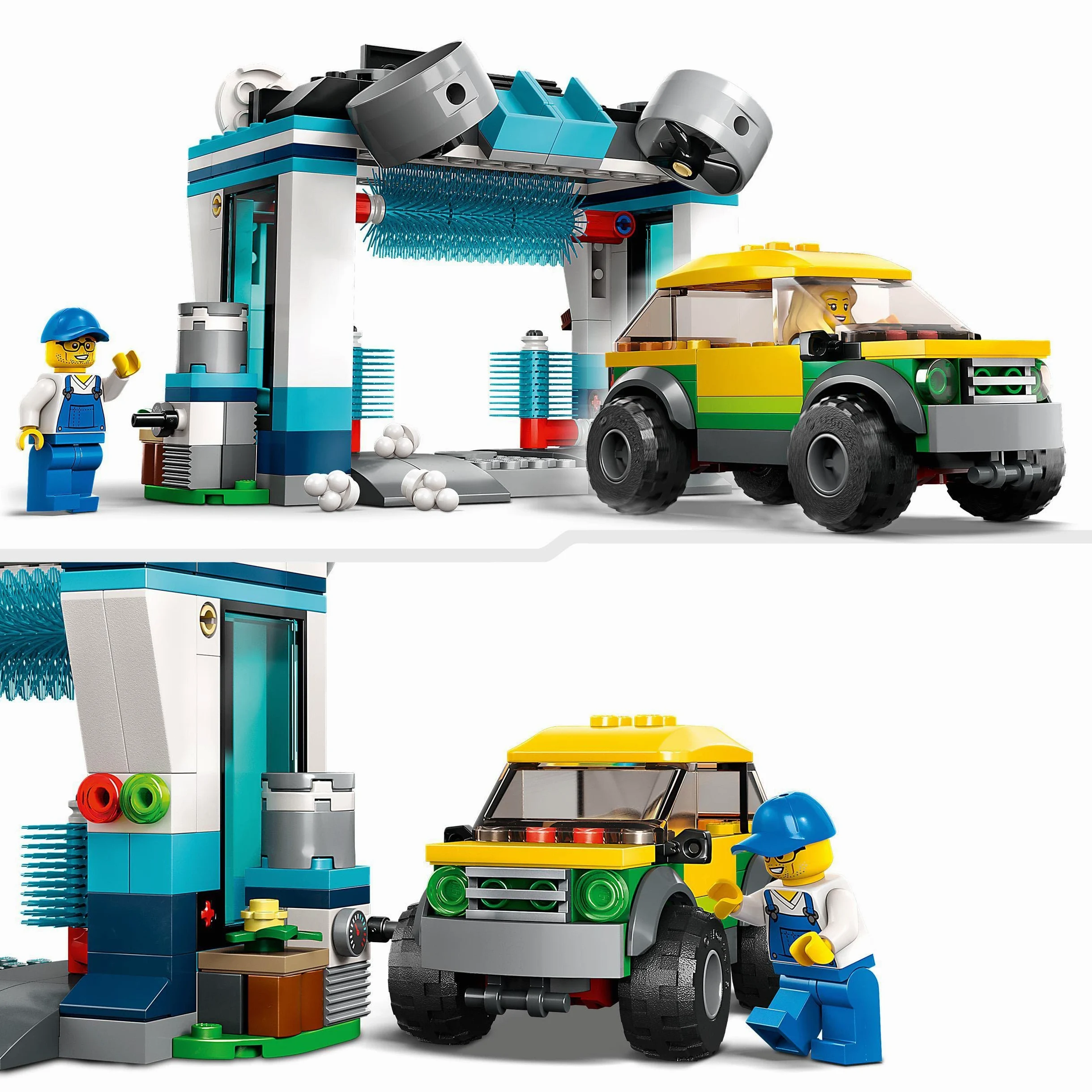 LEGO City Autolavaggio, Gioco per Bambini e Bambine di 6 Anni, Set con Spazzole Rotanti, Macchina Giocattolo e 2 Minifigure, Piccola Idea Regalo 60362