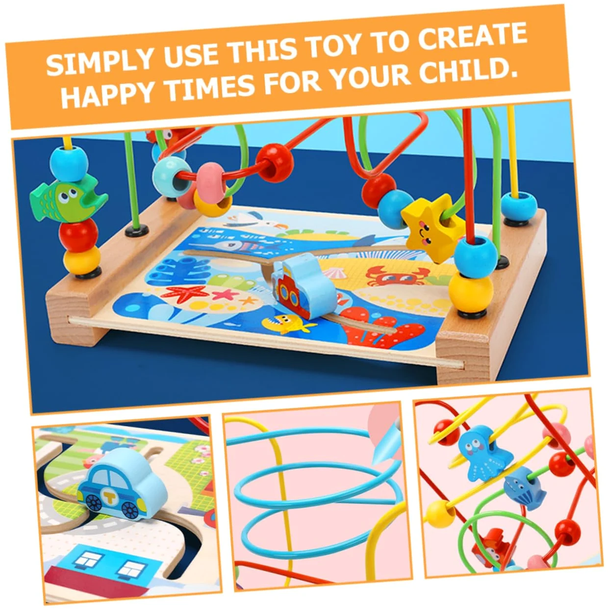 GARVALON Gioco Didattico Labirinto di Perline 1 Pz in Legno per Bambini | Decorazioni Scuola, per Compleanno e Festività, Superficie Liscia senza Bava, Aiuta la Presa