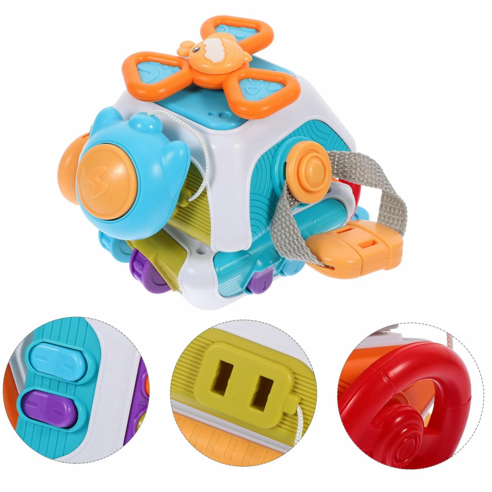 Busy Cube Giocattolo Sensoriale Montessori in Plastica per Ragazzo Ragazza | Leggero, senza Angoli Rigidi, per Viaggi e Uso Scolastico, Stimola la Manualità Fine