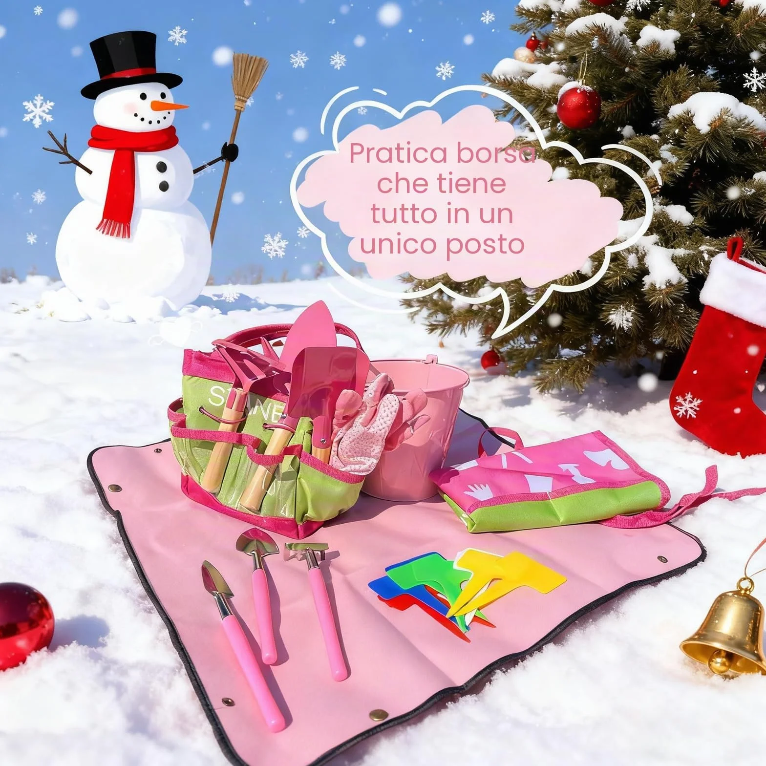 Stanew Set di Attrezzi da Giardino per Bambini, Set Giardino Bambini, Kit Giardinaggio Bambini (Rosa) Include Secchio, Grembiule,Guanti da Giardino per Bambini,Paletta Giardinaggio,Borsa da Giardino