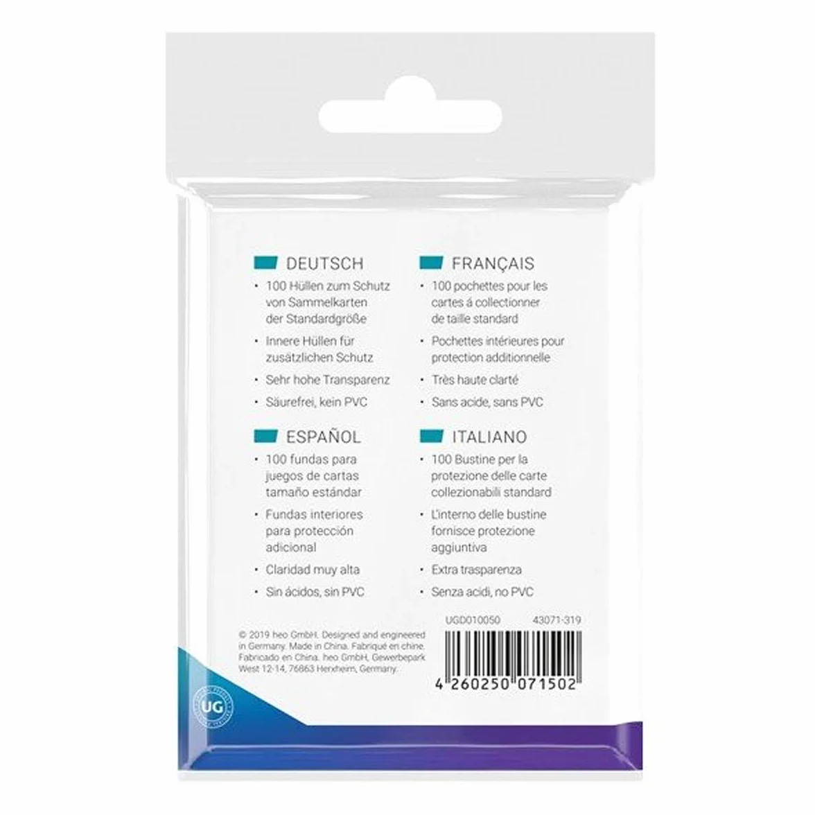 Ultimate Guard - Manicotti di precisione, misura standard, trasparenti, confezione da