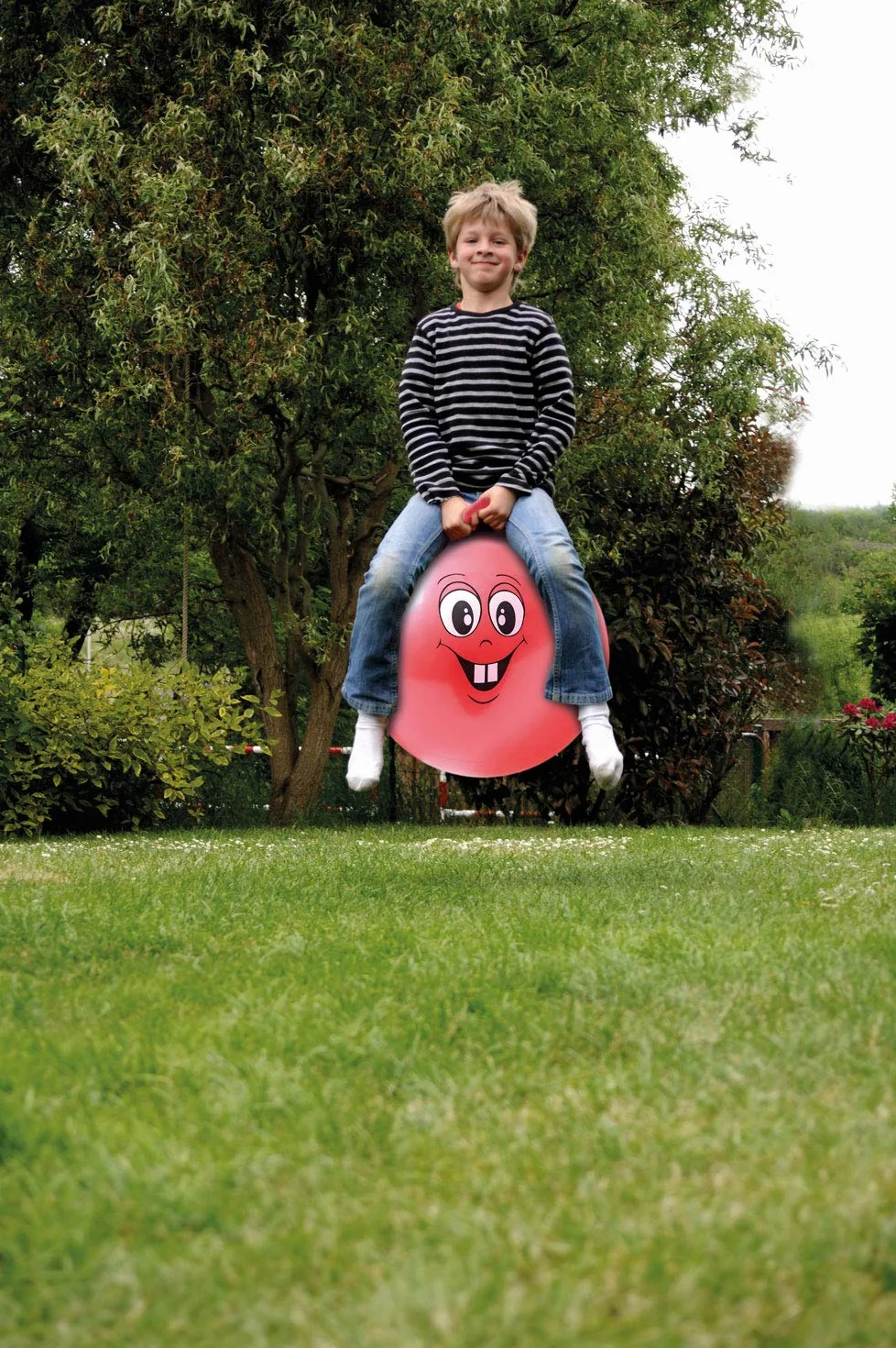 Idena 40093 – Sprung Ball Happy Face, 45 – 50 cm, Rosso