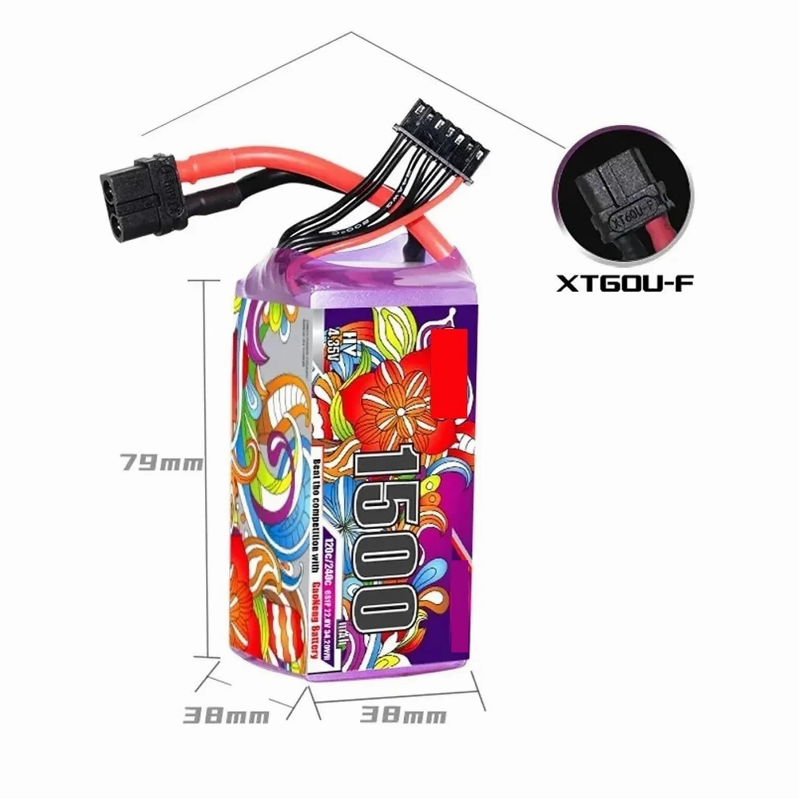 Batteria Lipo 6S 1500mAh 120C/240C, Compatibile con Batteria RC Helicopter Quadcopter FPV Racing Drone XT60 22.8V(2PCS 1500mAh 6S)