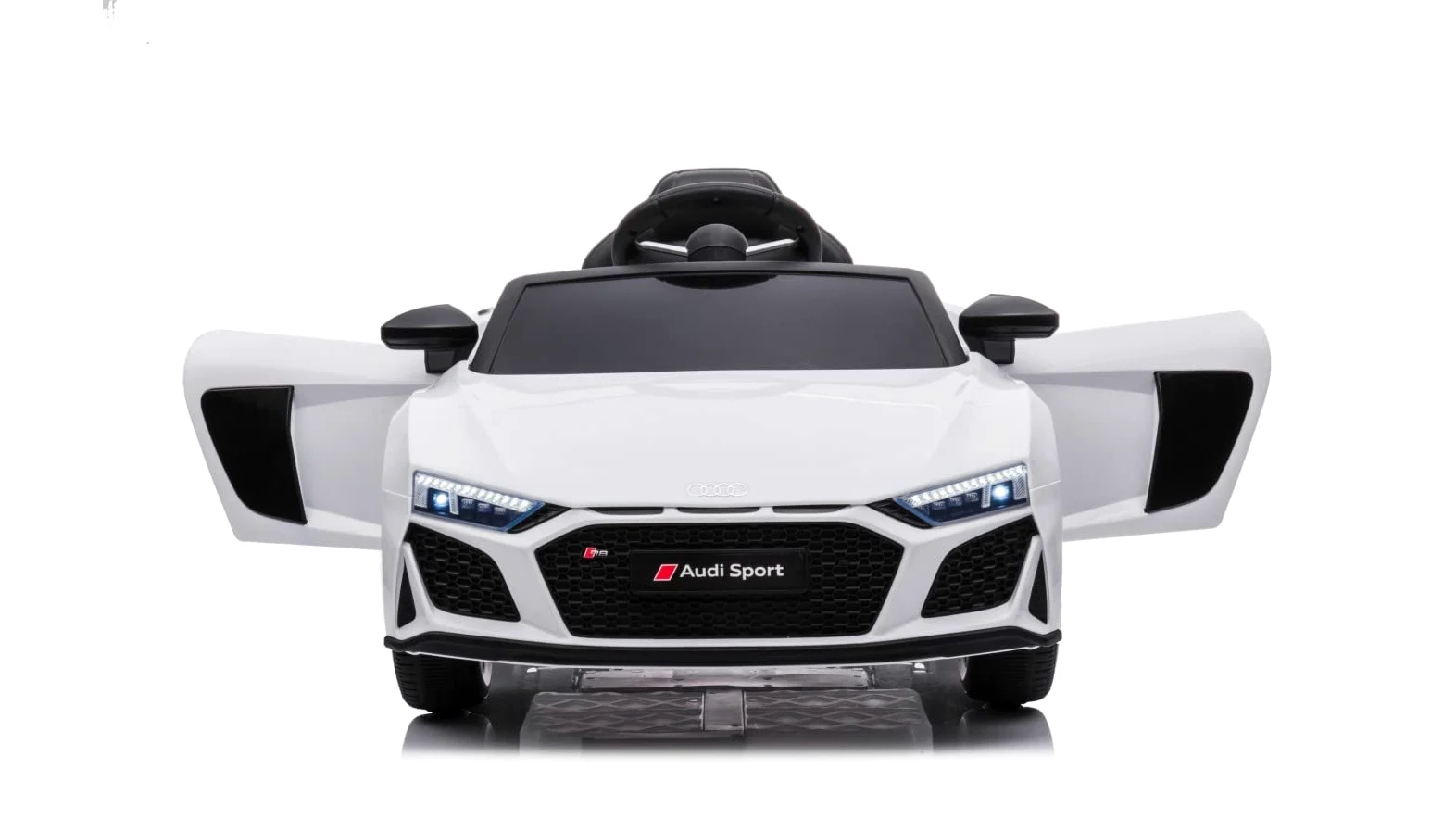 TOYSCAR Auto Macchina Elettrica 12V New Audi R8 Spyder per Bambini LED MP3 con Telecomando Sedile in Pelle Bianca