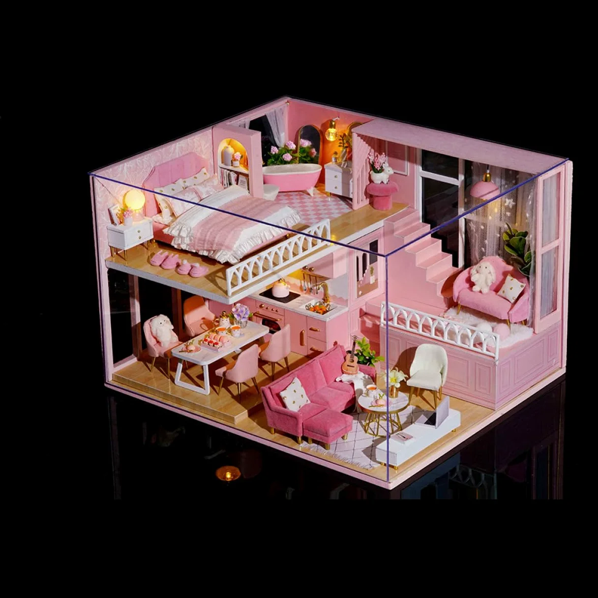 DECHOUS Mini Apartment Fai da Te Casa delle Bambole in Miniatura Giocattolo di Assemblaggio Manuale, Facile da Montare, per Ragazzo Ragazza
