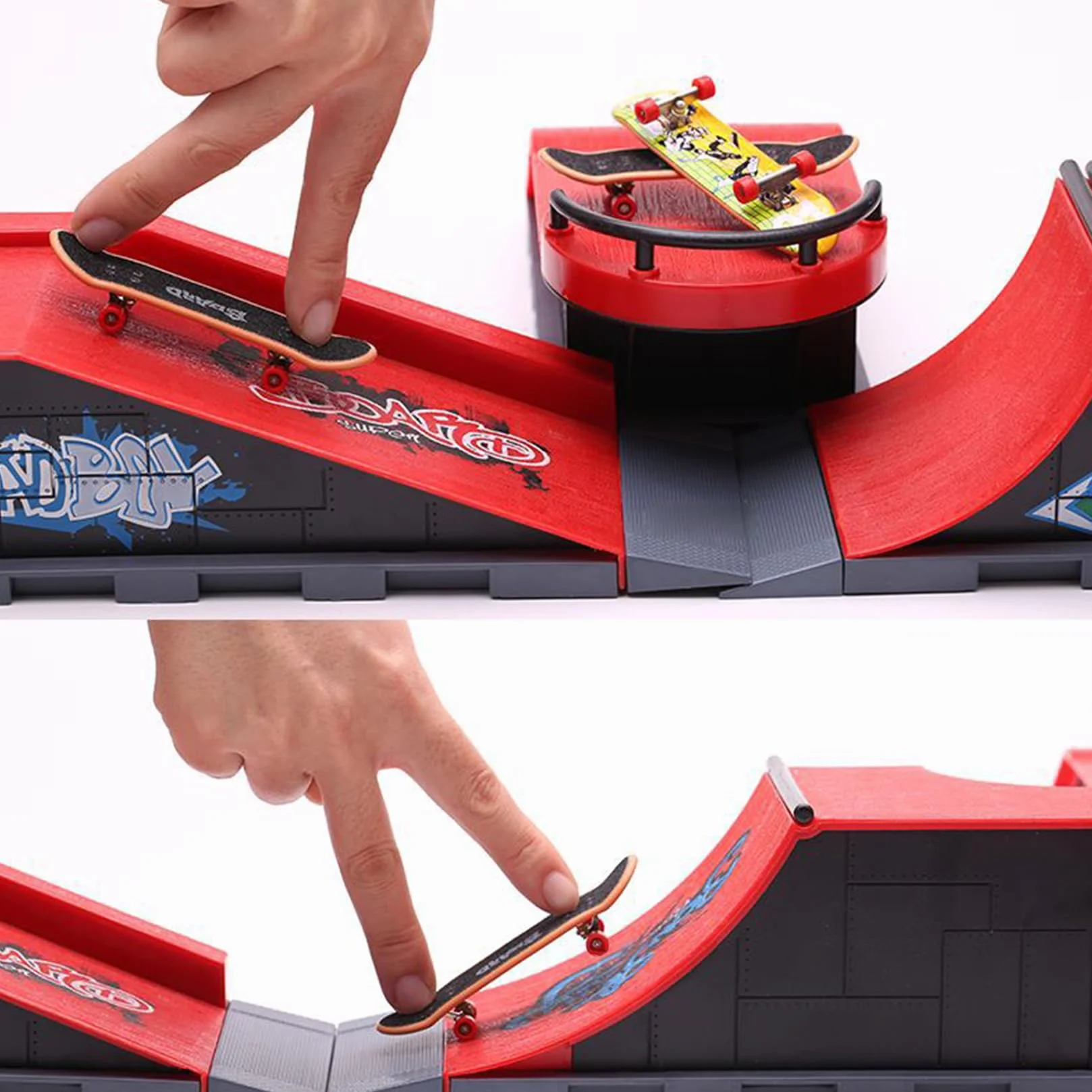 Mini Skateboard Da Dita Fingerboard Set di Sccessori per Rampa con 1 e Fingerboard di Ricambio Ultimate Sport Training Requisiten (E)
