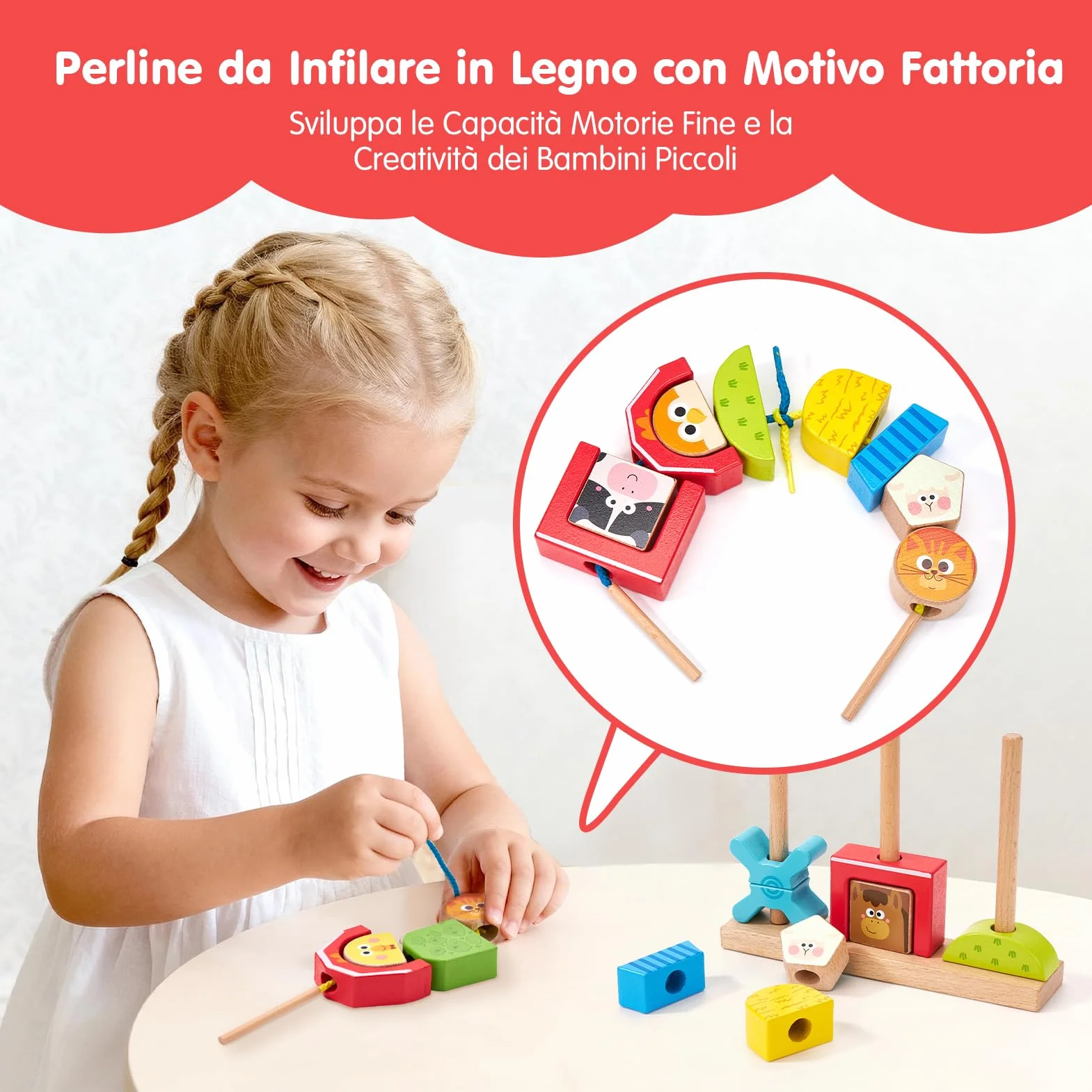 hahaland Giochi Montessori 1 Anno, Fattoria Giochi Legno Bambini da Impilare e Ordinare, Gioco Educativi Interattivo Regalo Bimbo Bimba 1 2 3 Anni
