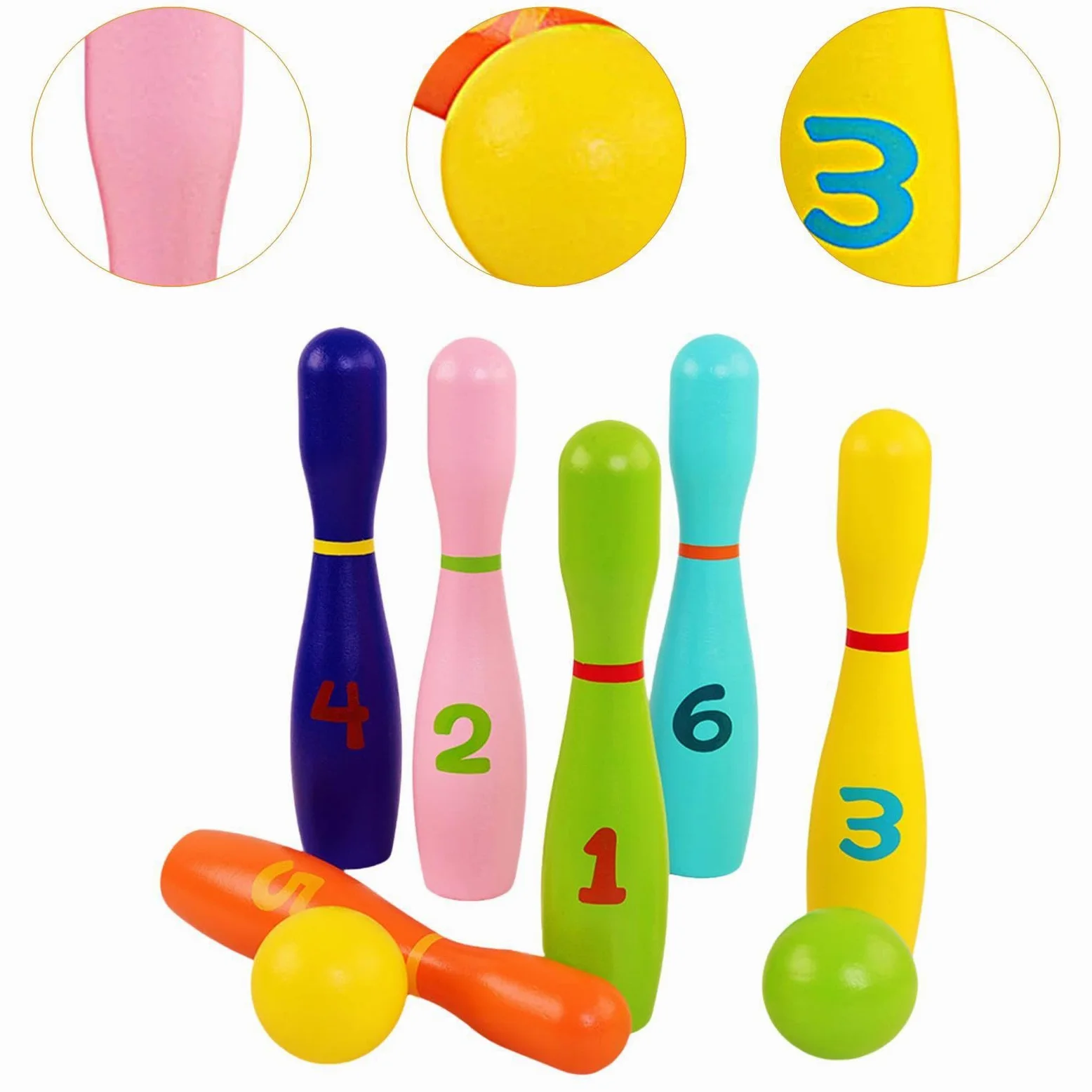 Set da Bowling per Bambini, Set da Bowling in Legno per Lo Sviluppo Precoce, Gioco di attività al Chiuso, Ideale Come Regalo, Giocattolo per La Casa