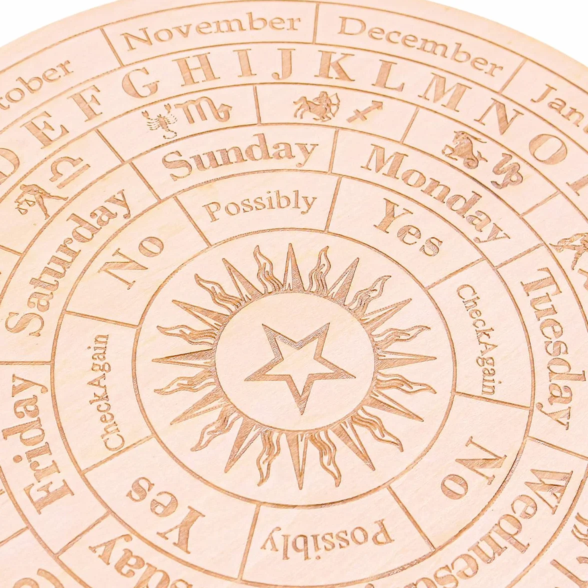 Tavola del Pendolo in Legno Stella 25 cm Kit Divinazione con Collana Cristallo Bacchetta da Rabdomante