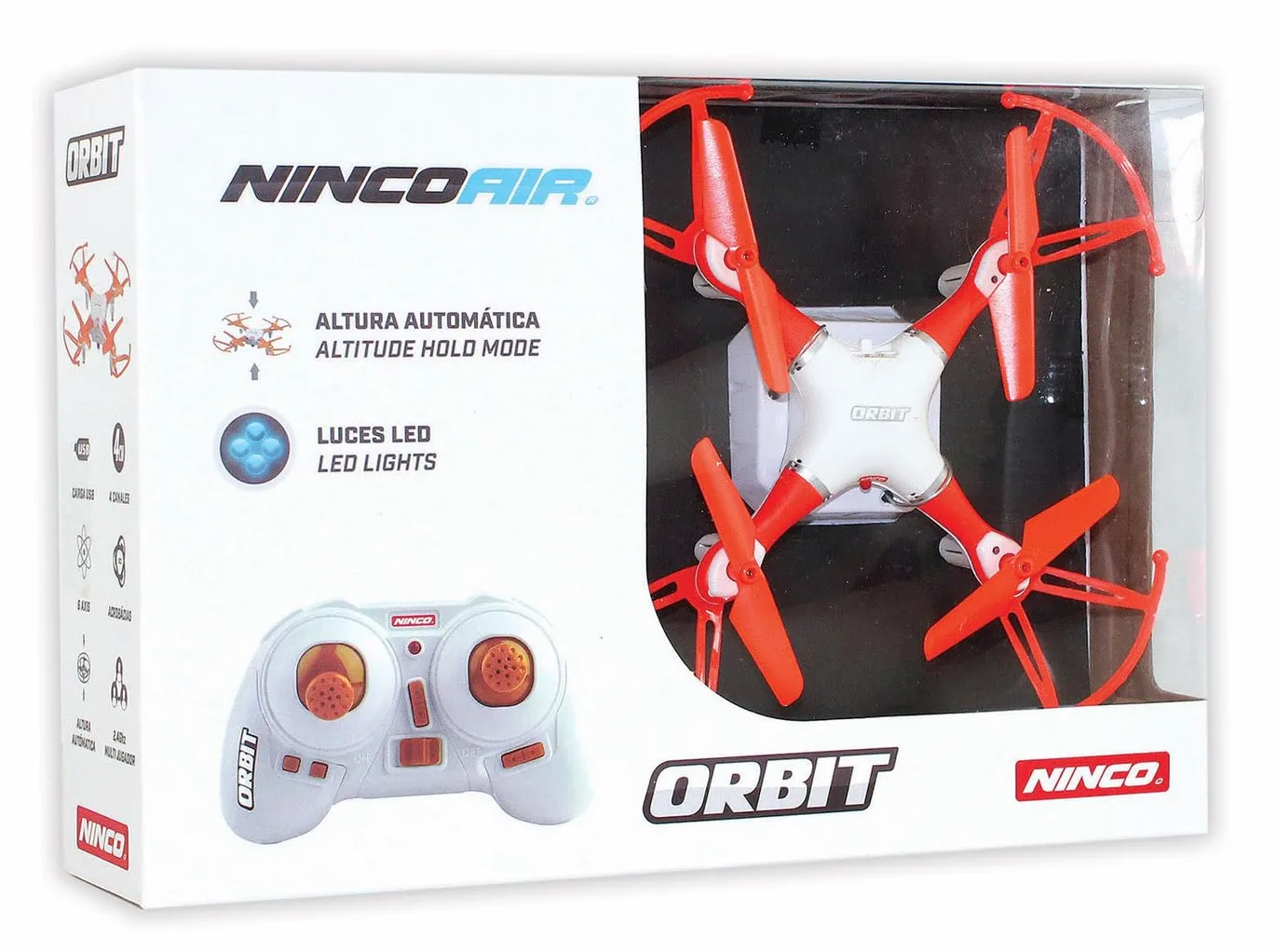 Ninco - Nincoair Orbit | Droni telecomandati | Piccolo Drone Facile da Pilotare | Giocattolo drone per bambini | Giochi all'aperto per bambini | Misure: 11.5 x 11.5 x 6 cm. | Dai 8 anni (NH90123)