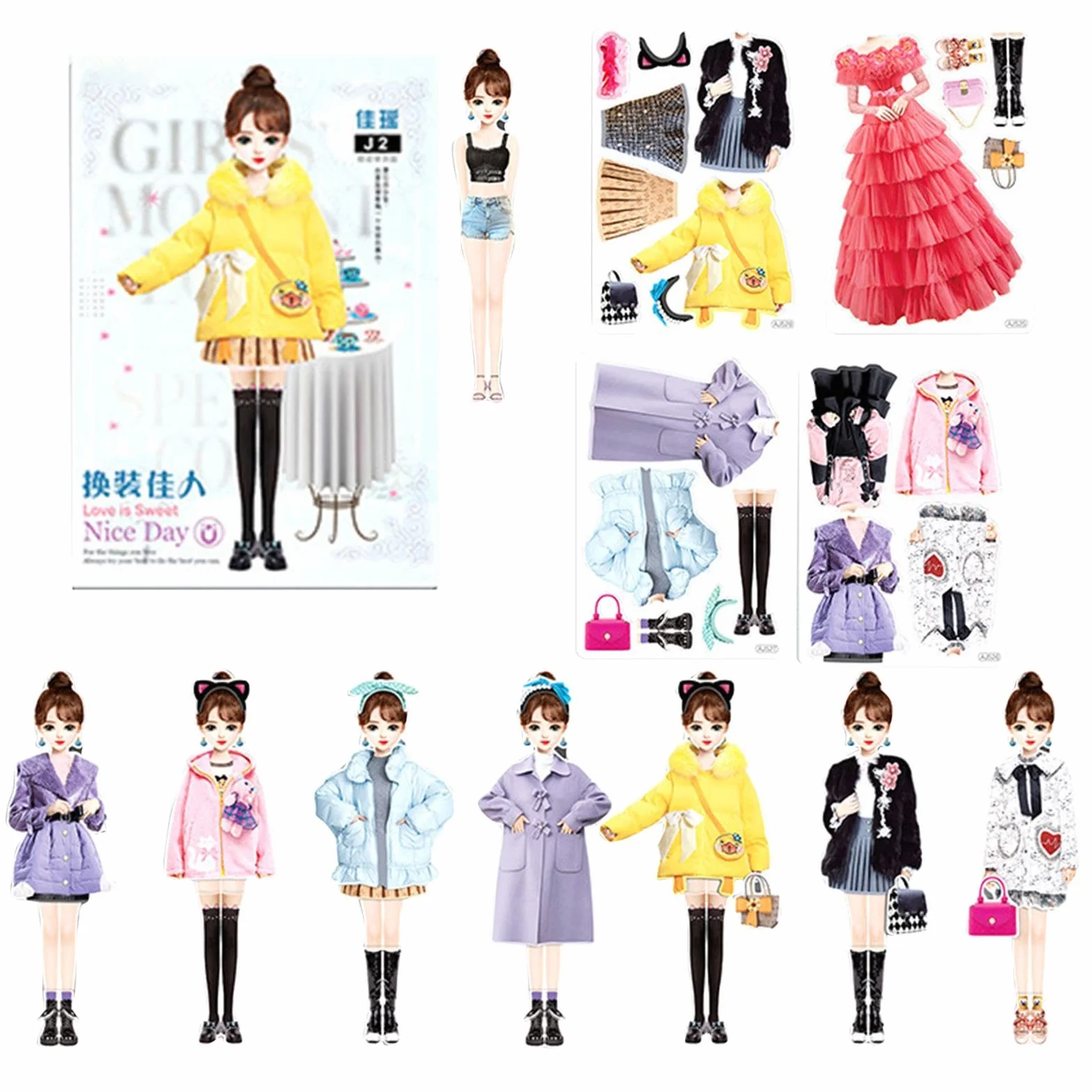 Libro Di Adesivi Per Vestire La Principessa | Bambola Magnetica Per Vestire La Principessa | Libro Per Bambole Di Carta Per Bambini | Figura Di Bambola Principessa Magnetica | Figura Di Bambola Magnet